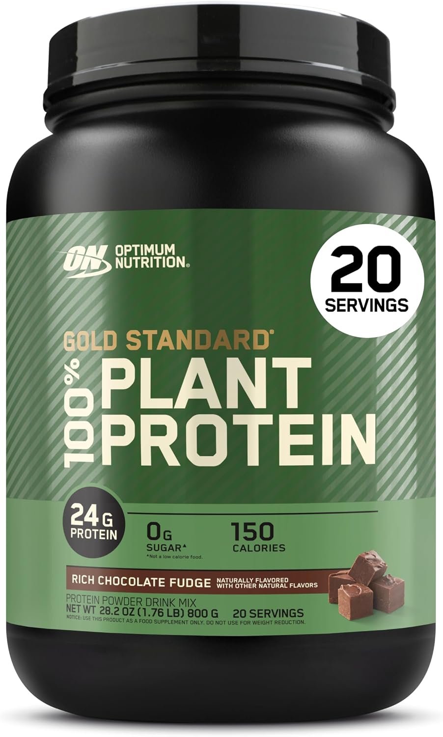 Optimum Nutrition Gold Standard 100% Plant Based Protein Powder, Gluten Free, Vegan Protein for Muscle Support and Recovery with Amino Acids – Rich Chocolate Fudge, 20 Servings (Packaging May Vary) | 1.5LB Vegan Plant Protein Powder Blend with Pea, Rice & Fava Bean, 24g Protein & 9 EAAs per Serving, Gluten Free, Easy Mixing
