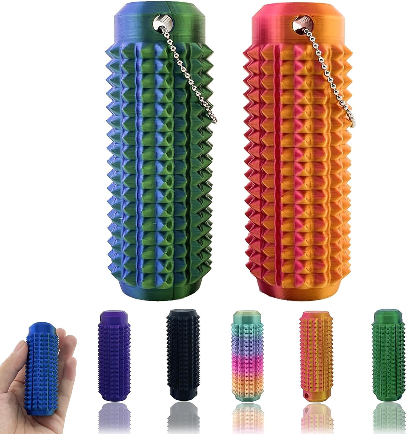 2Pcs Little Ouchies Fidget, Pain Stim Fidget Keychain, Spiky Fidget Toys | Portable Stim Tool, Pocket Mini 3D Printed Keychain, Spiky Grippie Stim Sensory Toys, Anxiety Relief Gifts for Kids