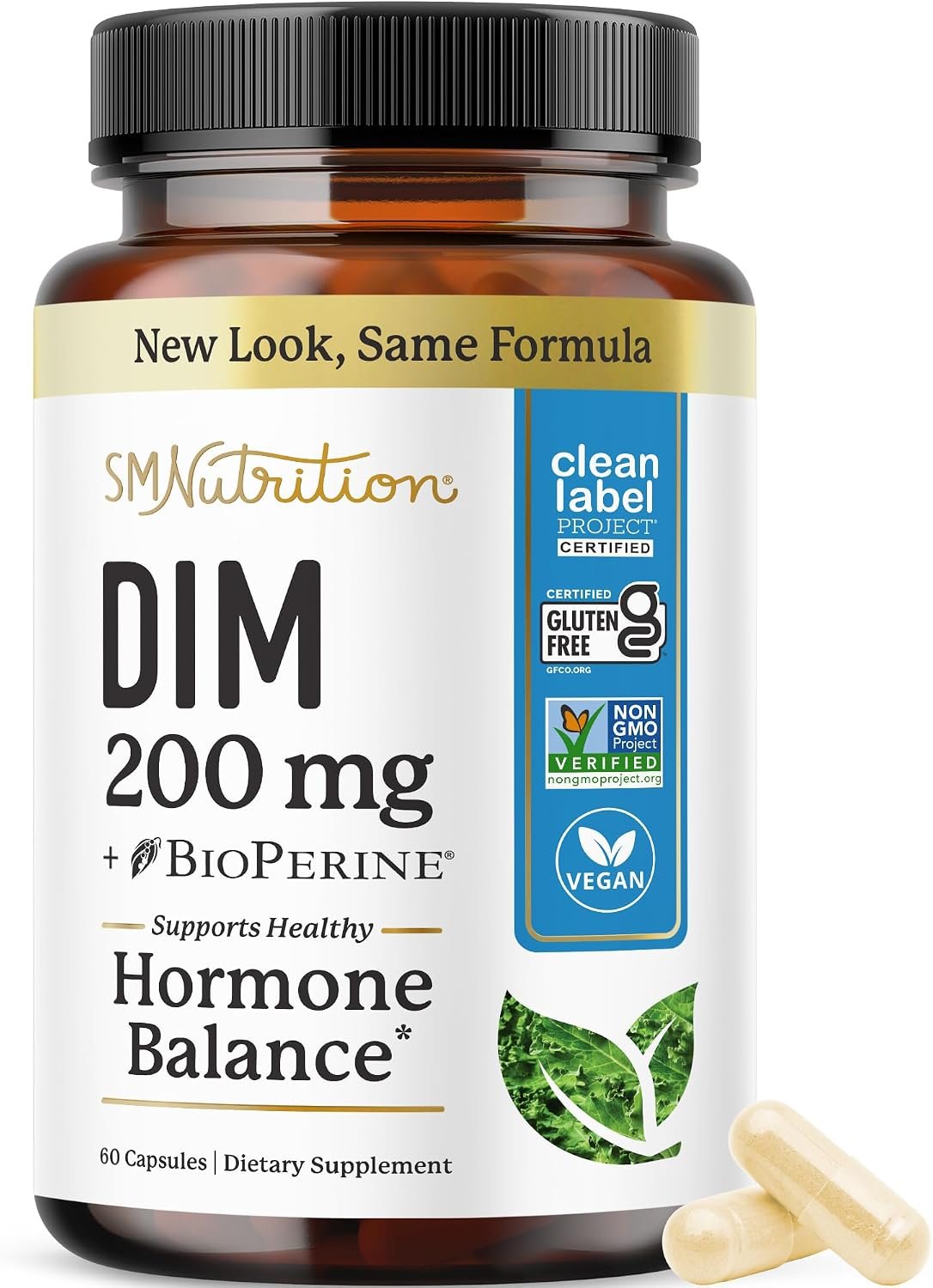 DIM Supplement 200 mg, Estrogen Balance for Women & Men, Doctor-Formulated | Hormonal Acne Menopause Hormone Balance & Antioxidant Support, Clean Label Project Certified Diindolylmethane, 60 Capsules