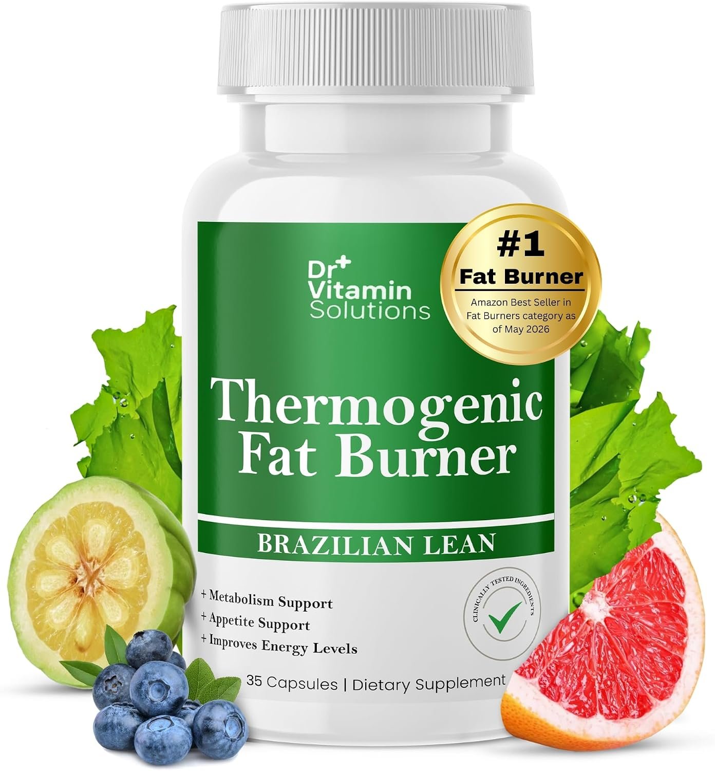 Thermogenic Fat Burner for Women and Men – Weight Loss Supplement, Diet Aid | Appetite Suppressant, Metabolism Booster, Belly Fat & Bloating Support, Green Tea, Apple Cider Vinegar, Non-GMO, 35 Capsules