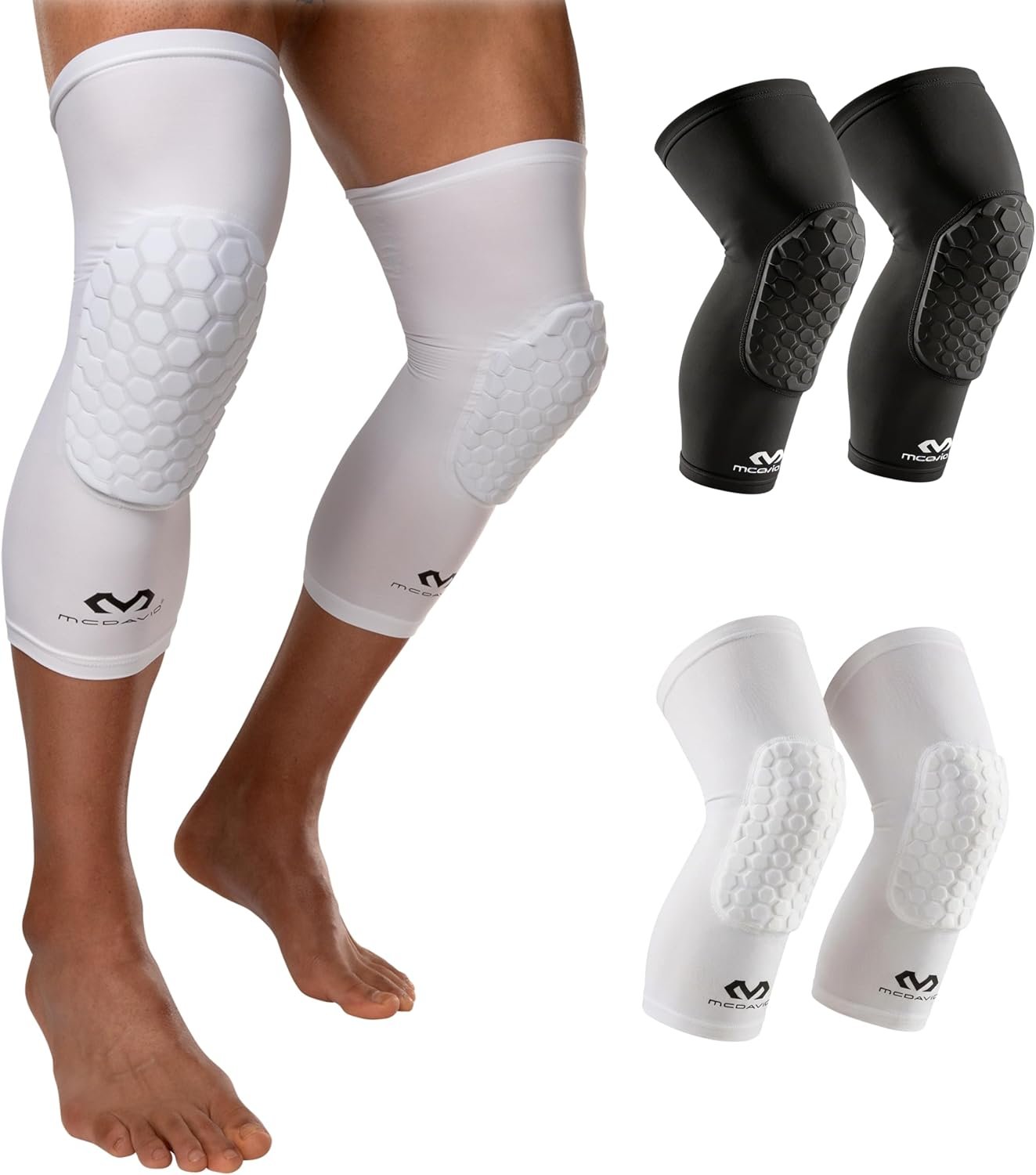 Knee Compression Sleeves: McDavid Hex Knee Pads Compression Leg Sleeve for Basketball, Volleyball, Weightlifting, and More – Pair of Sleeves