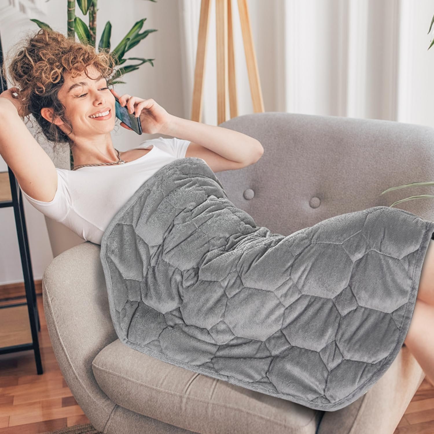 Topblan Weighted Lap Blanket 7lbs for Adults, Small Weighted Blanket Throw for Napping, Relaxation, Calming and Travel, Skin Friendly & Machine Washable for All-Season Sleeping, Grey 24×29 inches | Cooling and Breathable; Soft; Machine Washable; Filled with Glass Beads; Heavy Throw for Travel, Sleep & Nap; Grey