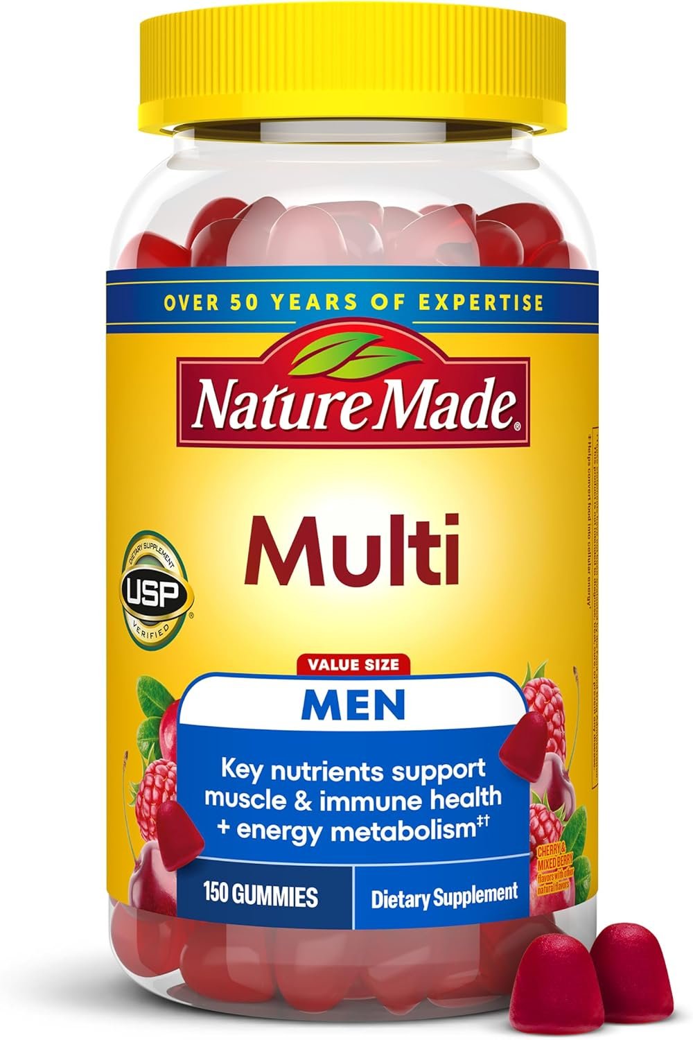 Nature Made Multi for Him, Mens Multivitamins Gummies, Energy Metabolism Support, Multivitamin for Men, 150 Gummy Vitamins and Minerals, 75 Day Supply