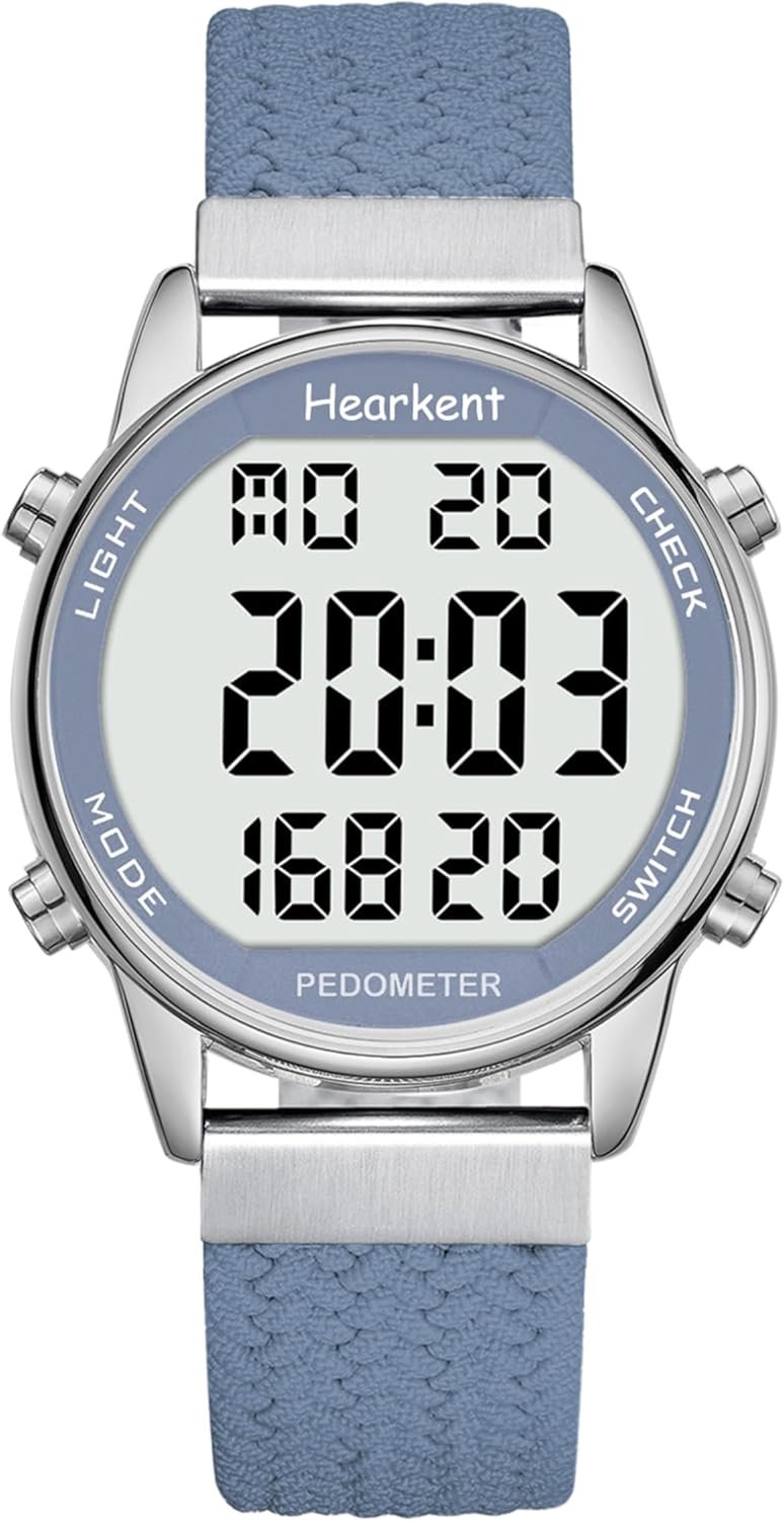 Hearkent Pedometer Watch,Step,Mileage&Calorie Tracker,Large Numbers | Waterproof Fitness Watches Backlight/Countdown/Stopwatch,No Bluetooth,app,or Charging,Step Counter for Walking,Running