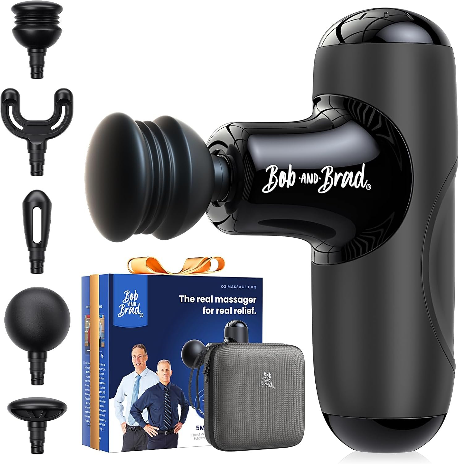BOB AND BRAD Q2 Mini Massage Gun, Pocket-Sized Deep Tissue Massager Gun, Portable Percussion Muscle Massager Gun, Ultra Small & Quiet Muscle Massage Gun for Muscle Recovery with Carry Case