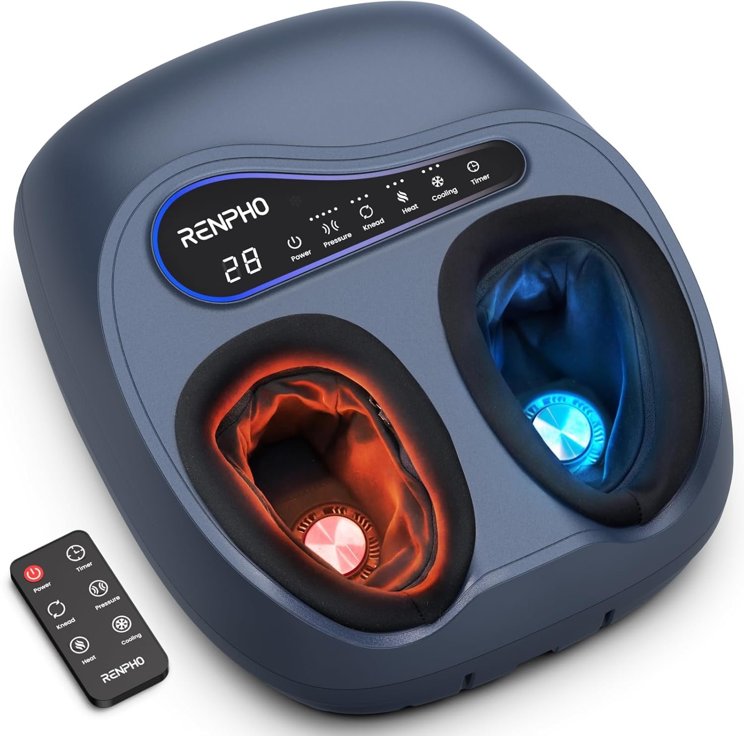 RENPHO Thermacool 2-in-1 Foot Massager with Heat & Cold, FSA Eligible HSA Store Eligible Items, 3 Kneading & 5 Compression for Neuropathy and Plantar Fasciitis, Gifts for Men, Up to Men’s US Size 13