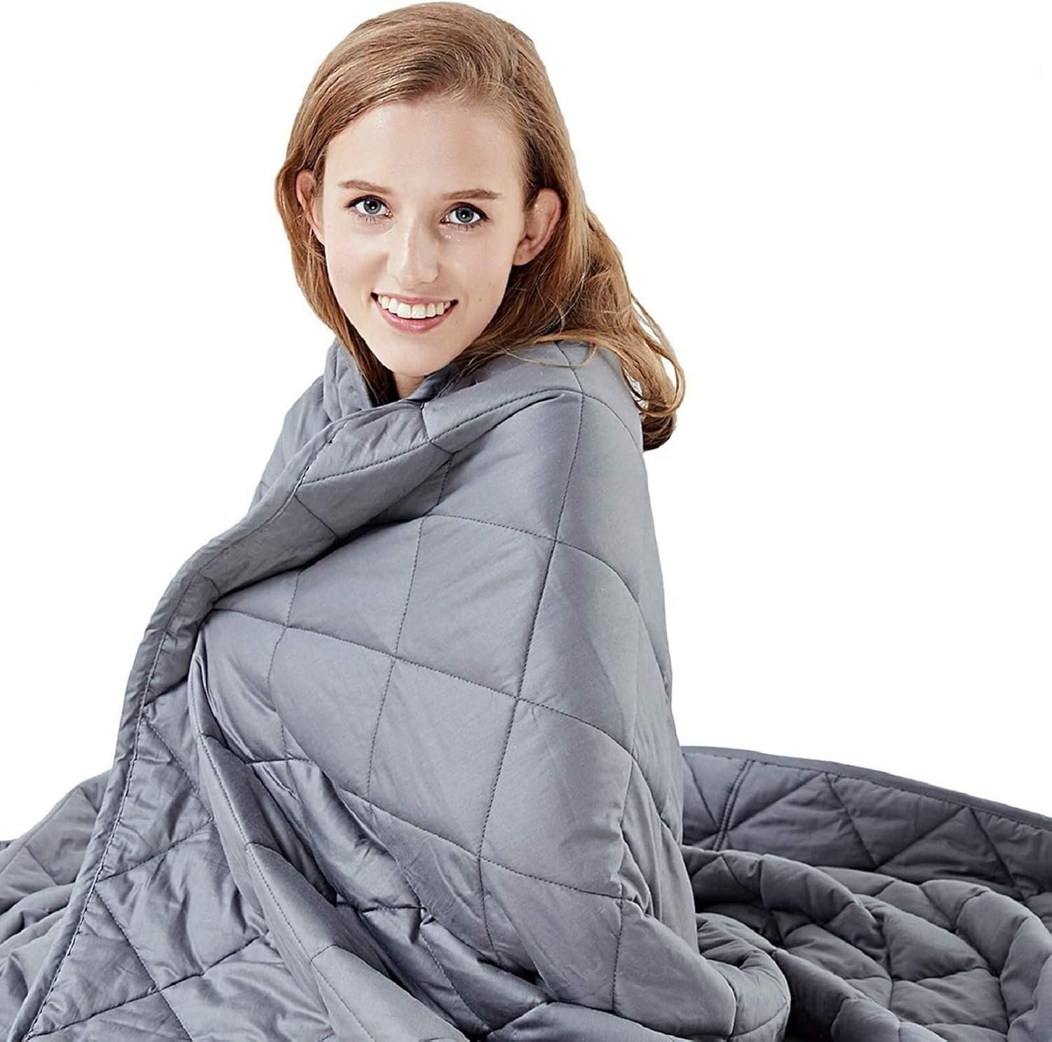 HYPNOSER Weighted Blanket Twin Size (15 lbs 48″x72″) for Kids and Adults | Heavy Blanket for Better Sleep, Fits Twin or Full Size Beds (Dark Grey)