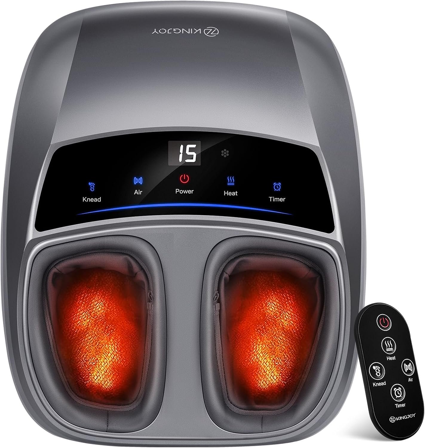 KINGJOY Foot Massager with Heat for Neuropathy, [2026 Upgraded], Deep Kneading Shiatsu Foot Massager for Plantar Fasciitis, Fits Up to Men Size 14, Ideal for Seniors and Family Daily Care