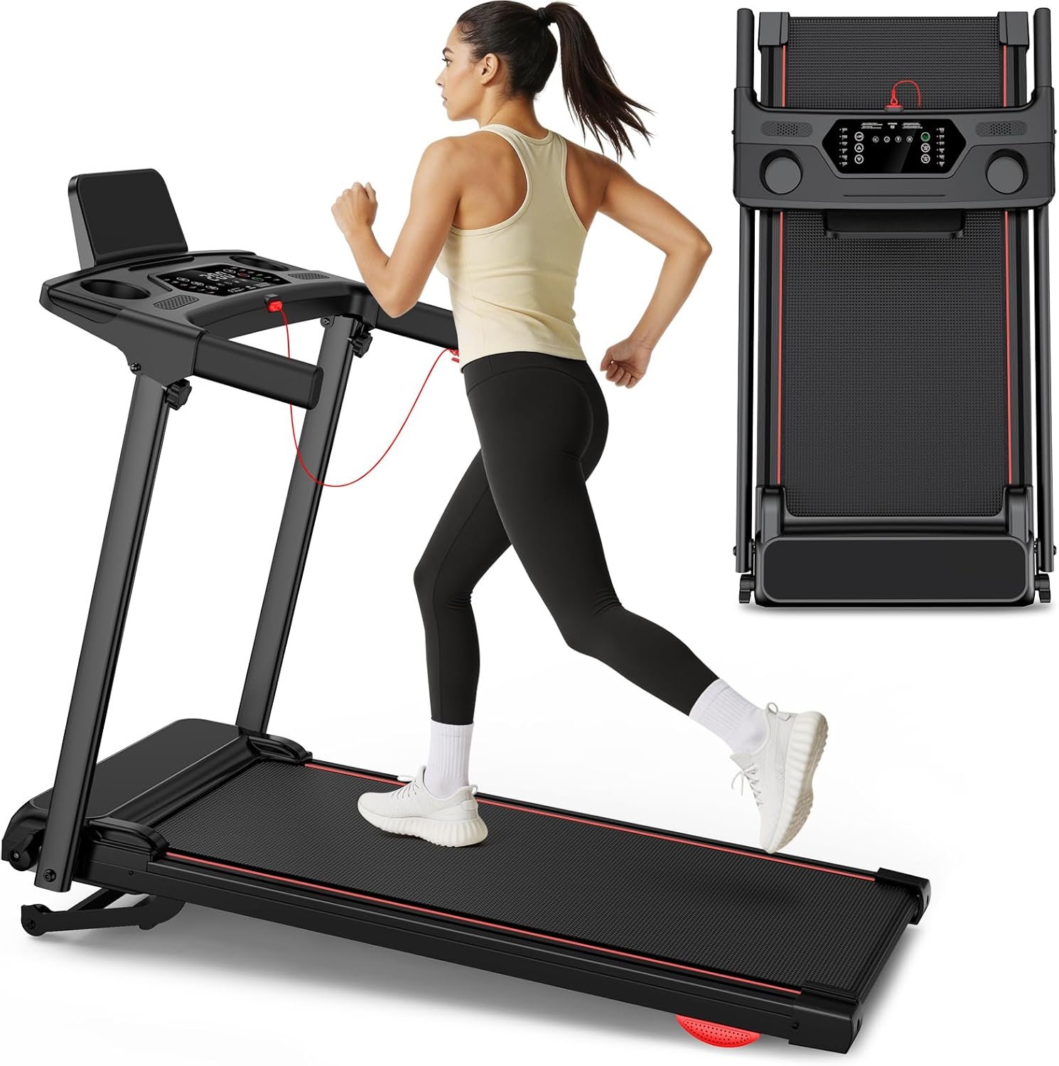 Foldable Walking Pad Treadmill with 0-15% Auto Incline for Home | 0.6-7.5MPH, with handle bar, compact, portable, 350lbs capacity, 3.0HP low noise, running machine