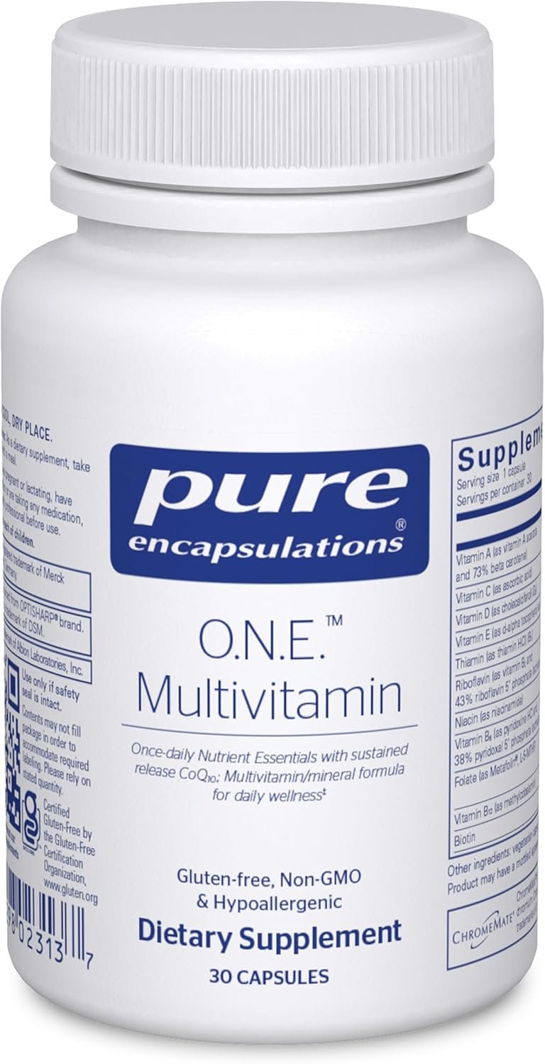 Pure Encapsulations O.N.E. Multivitamin – Once Daily Multivitamin with Antioxidant Complex Metafolin, CoQ10, and Lutein to Support Vision, Cognitive Function, and Cellular Health* – 30 Capsules