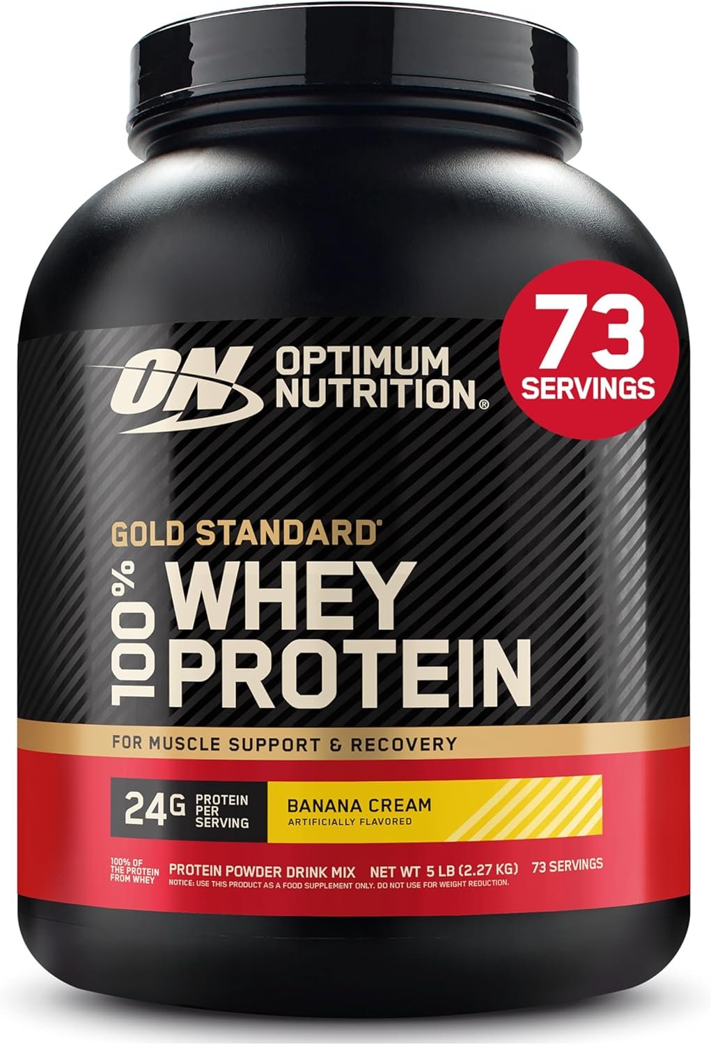 Optimum Nutrition Gold Standard 100% Whey Protein Powder, Banana Cream, 5 Pound (Packaging May Vary)