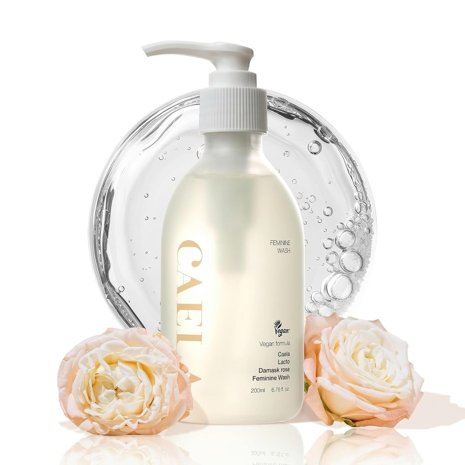 CAELA Feminine Wash Gel, pH-Balanced Formula for Odor Control and Daily Freshness, Triple Lactobacillus Complex, Vegan K-Beauty Intimate Cleanser, Sea Buckthorn & Damask Rose, Sulfate-Free, 6.76 Fl Oz