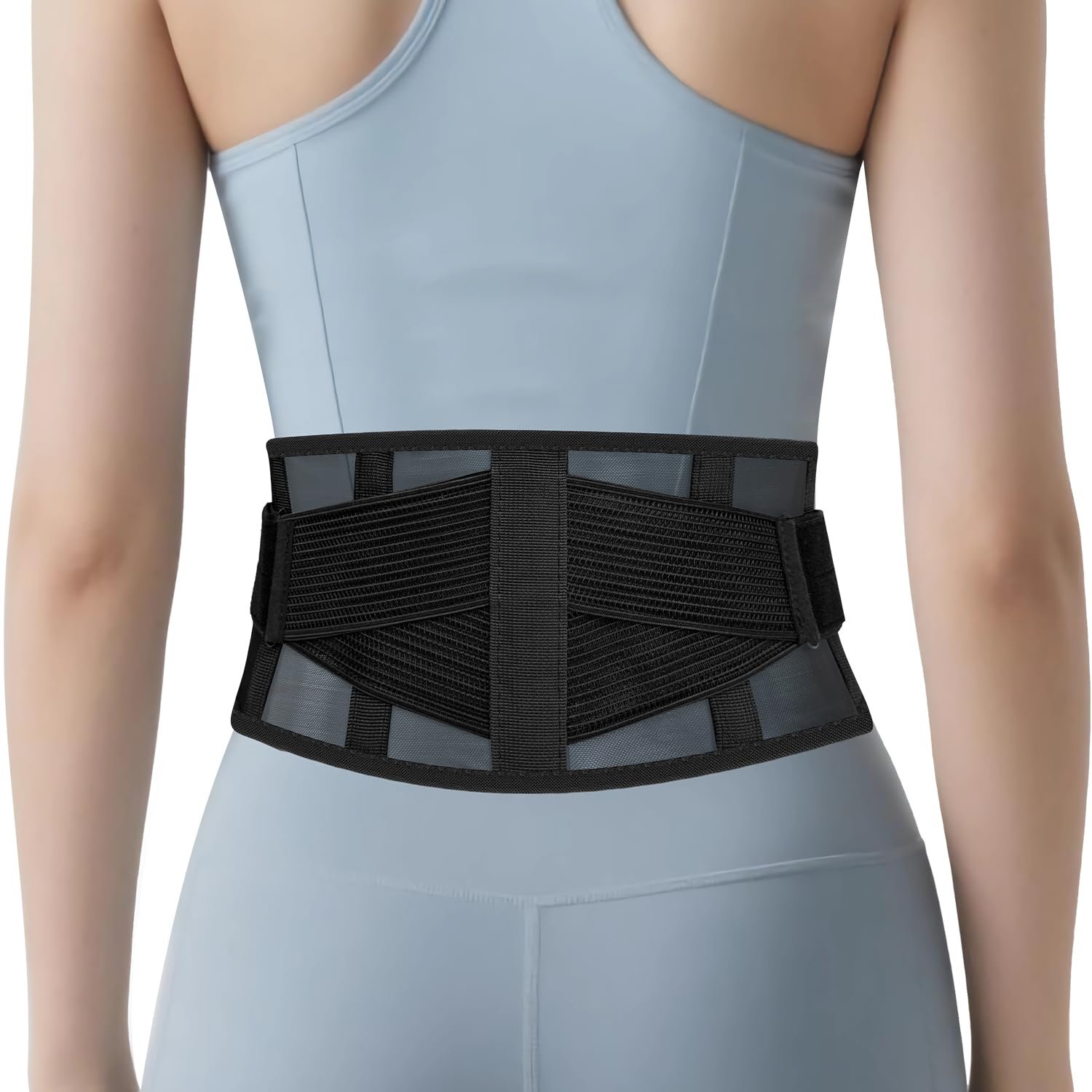 Ultra-Thin & Lightweight Back Brace for Lower Back Pain,Sciatica,Scoliosis,Slipped Disc- Breathable & Adjustable Back Brace Belt for Women and Men under clothes,Black.
