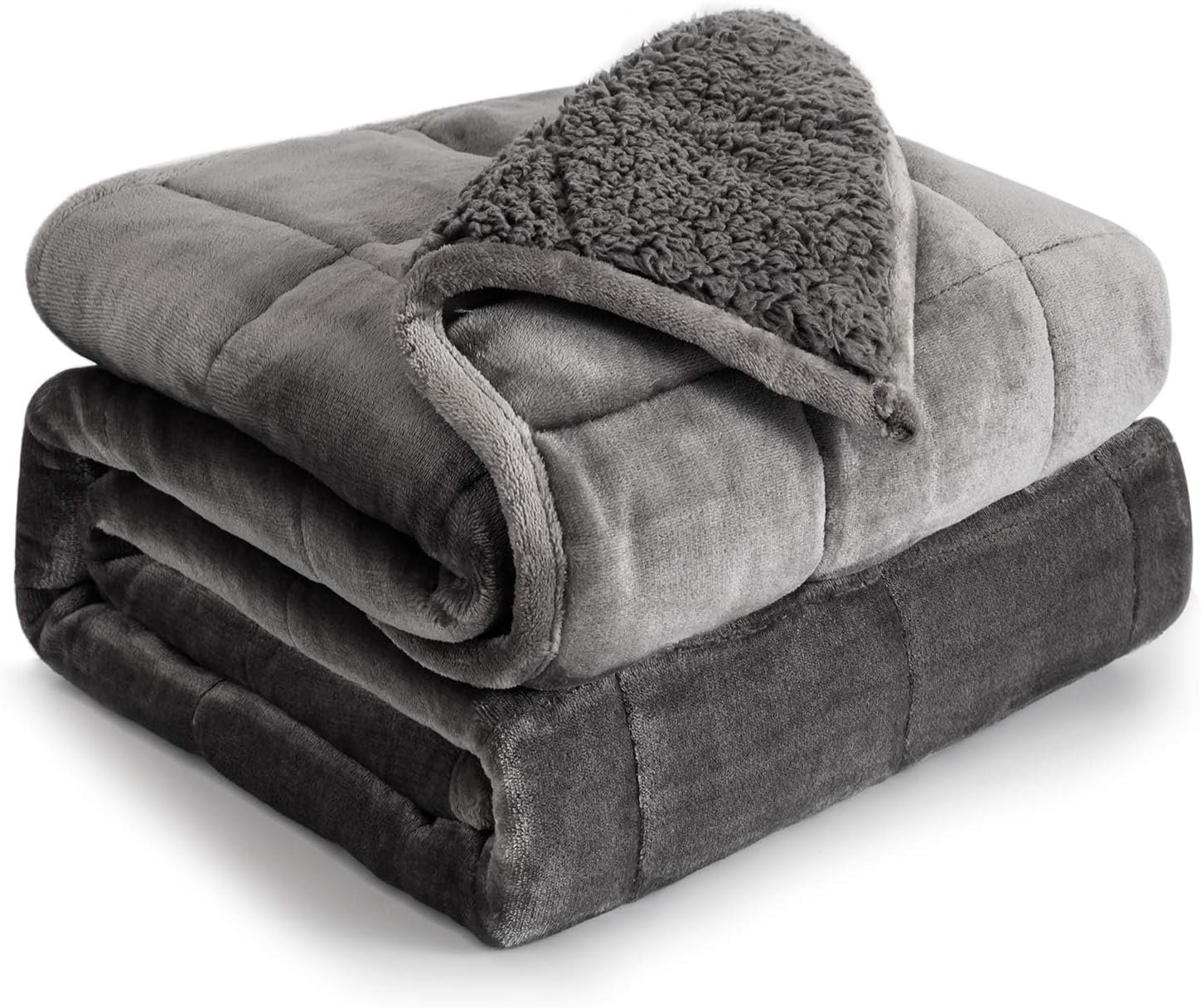 Cottonblue Weighted Blanket 15 lbs Queen Size for Adults 60×80 inches Soft | Cozy Flannel Weighted Throw Blankets for Calming Sleeping Relaxing, Warm Fuzzy Bed Sofa Heavy Blanket Machine Washable,Grey