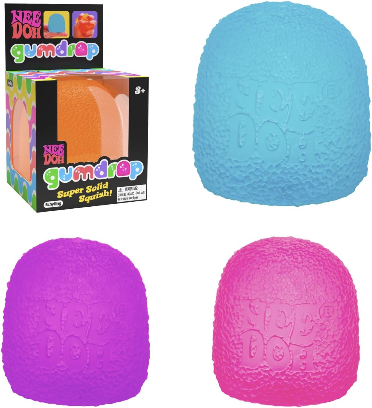 Schylling NeeDoh Gumdrop – Textured Sensory Toy with Super Solid Squish – 2.5″ Tall – Colors May Vary (Pack of 1) | Sensory Squish Toy with Super Solid Squish