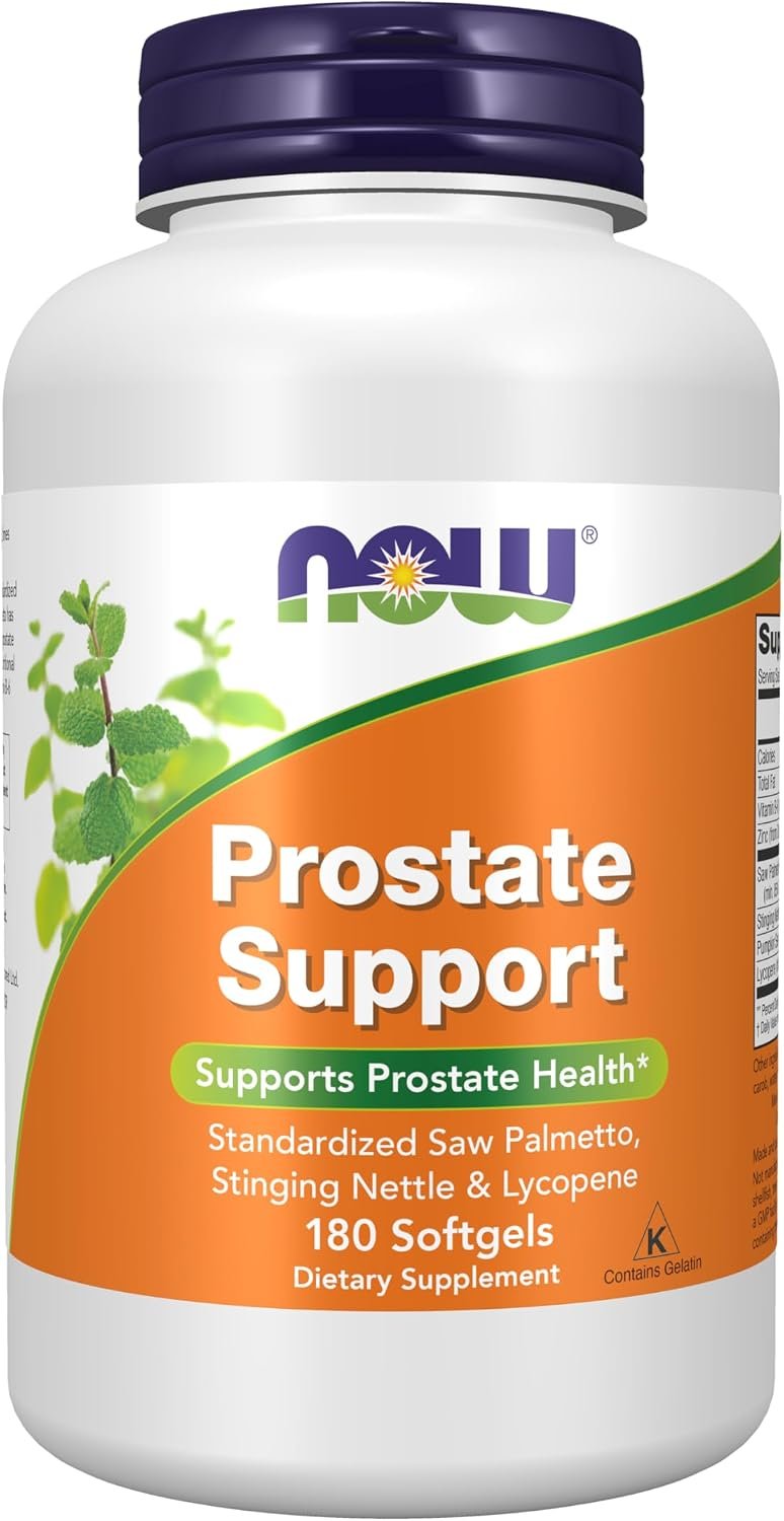 NOW Supplements, Prostate Support, Prostate Support, with Standardized Saw Palmetto, Stinging Nettle & Lycopene, 180 Softgels