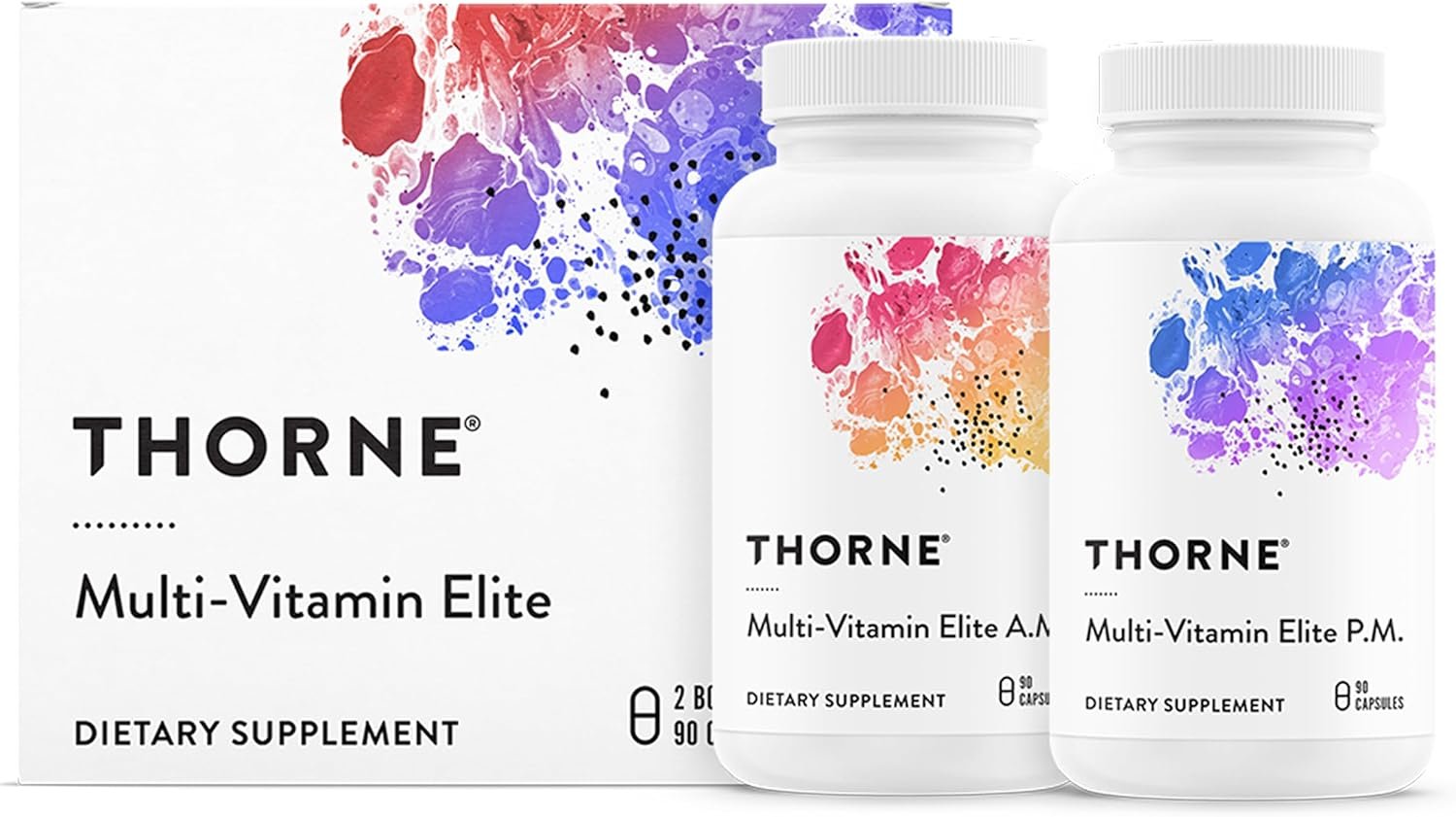 THORNE – Multi-Vitamin Elite – Daily Nutritional Supplement – Two Formulas Support Cellular Energy Production, Restful Sleep & More* – Third-Party Certified – Gluten, Dairy & Soy-Free – 180 Capsules