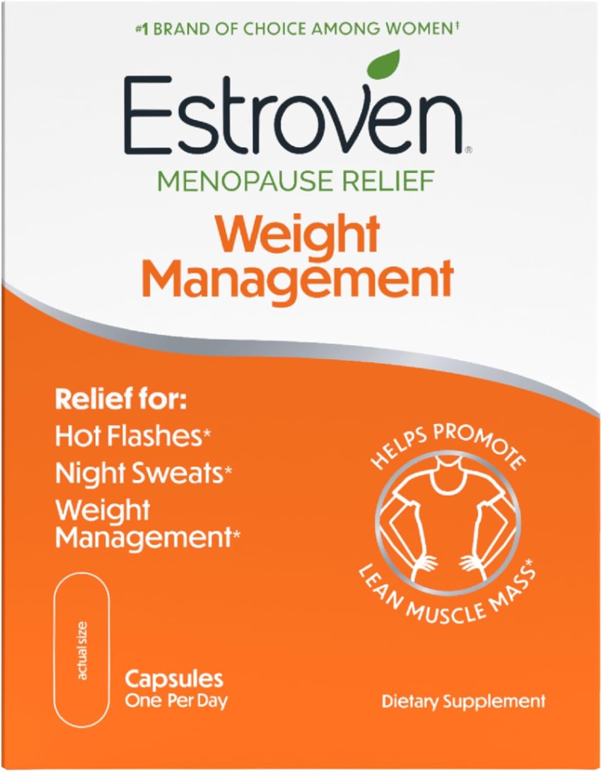 Estroven Weight Management for Menopause Relief Supplement for Women, 30 Ct | Hormone-free, Drug-free, Hot Flash & Night Sweat Relief*, Black Cohosh, Perimenopause Pre-menopause Support, 1 Capsule Daily