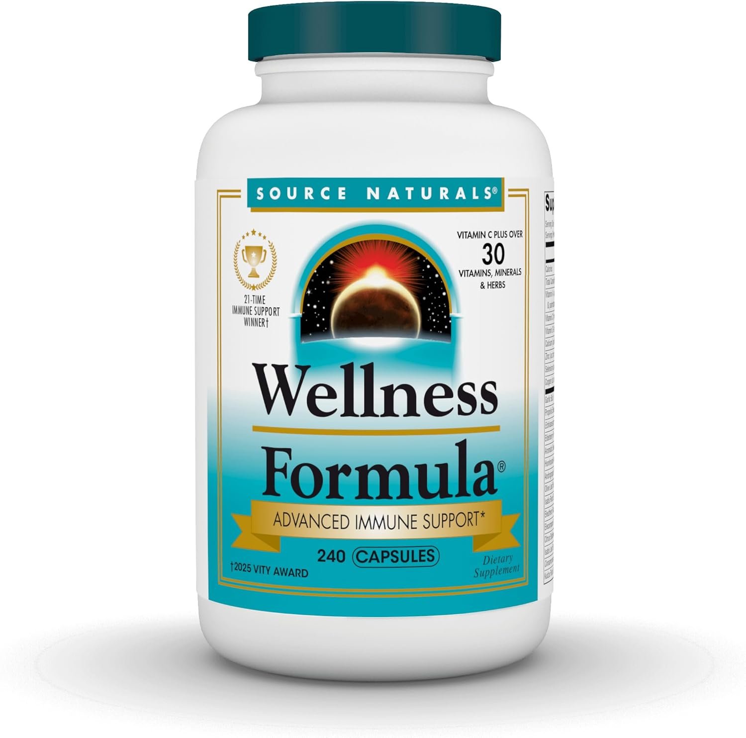 Source Naturals Wellness Formula, Advanced Immune Support – 240 Capsules | Bio-Aligned Vitamins & Herbal Defense with Vitamin C Plus 30 other Vitamins, Minerals & Herbs for Immune System Support