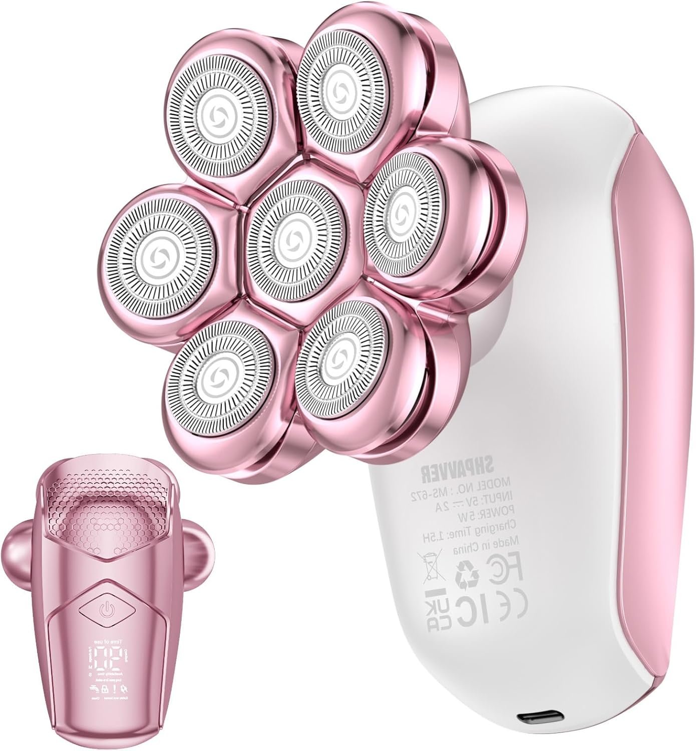 SHPAVVER Electric Razors for Women Legs: Rechargeable Electric Shavers for Body – Waterproof Wet Dry Hair Remover for Lady Face Underarms Public (Glossy Pink)