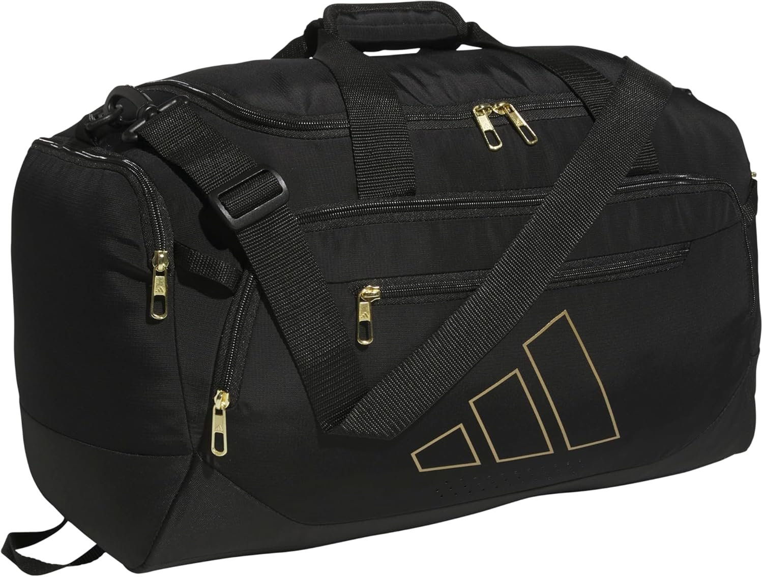 adidas Defender 5 Duffel Bag for Sports, Gym and Travel, Black/Gold Metallic, OSFA