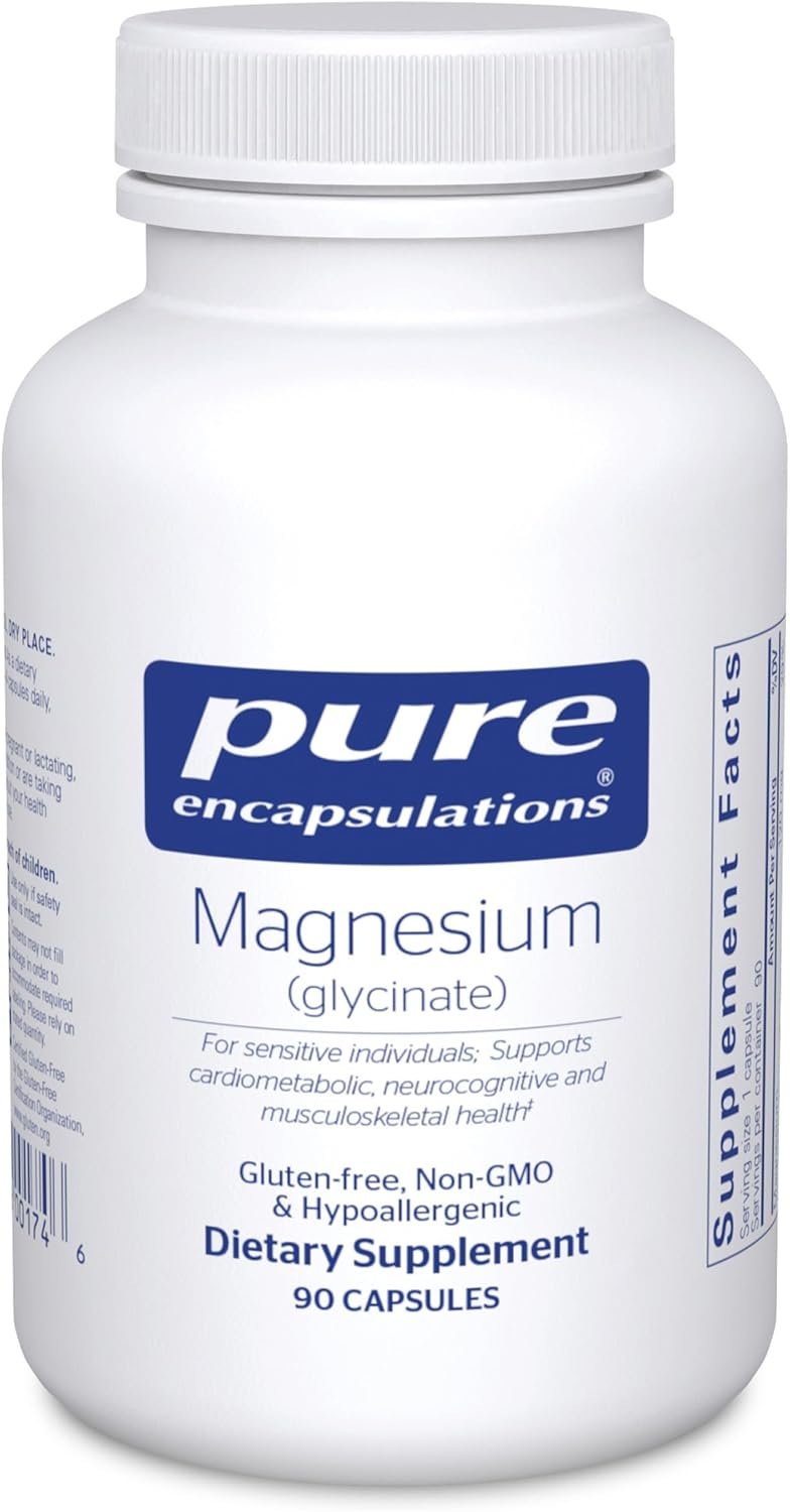 Pure Encapsulations Magnesium (Glycinate) – Supplement to Support Stress Relief, Sleep, Heart Health, Nerves, Muscles, and Metabolism* – with Magnesium Glycinate – 90 Capsules