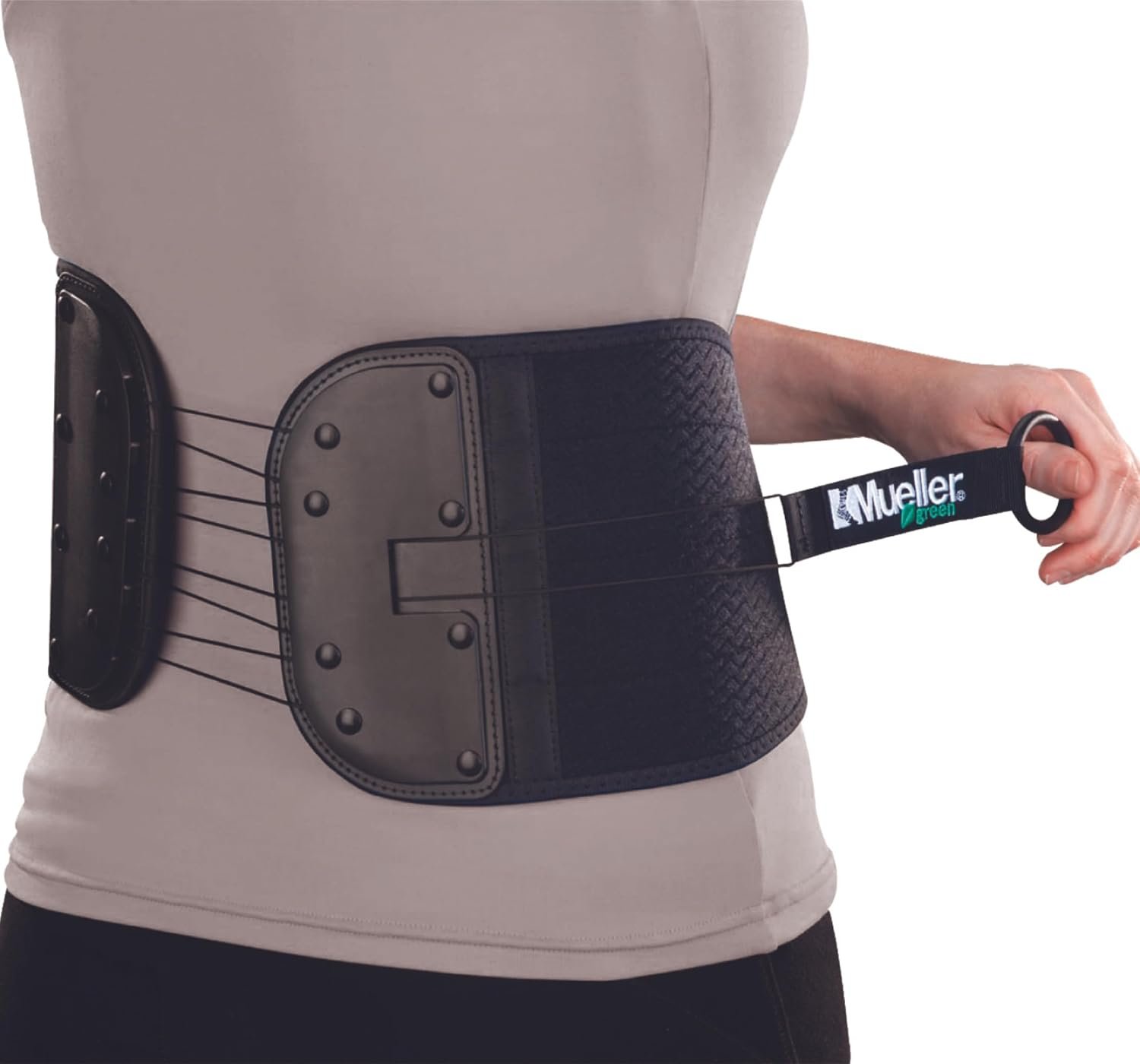 Mueller Sports Medicine Adjustable Back & Abdominal Support, Belt, Back Pain Relief Support for Men and Women, Ideal for Lower Back Pain, Weakness, Fatigue, Black, One Size