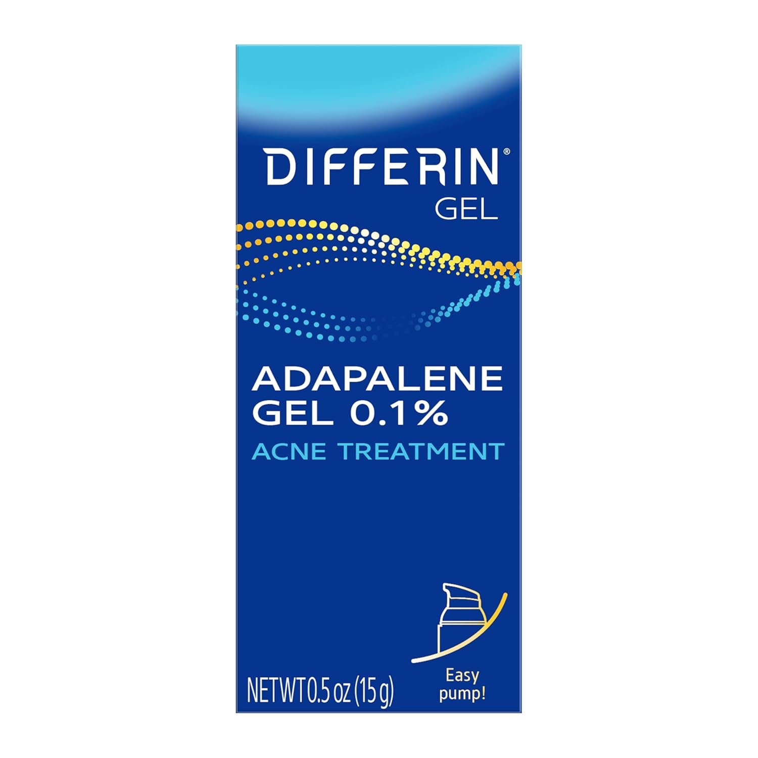 Differin Acne Retinoid Treatment Gel, 0.1% Adapalene, 15g Pump | 30-Day Supply, OTC Retinoid Clears Acne At The Source, Gentle On Sensitive Skin, Dermatologist Recommended