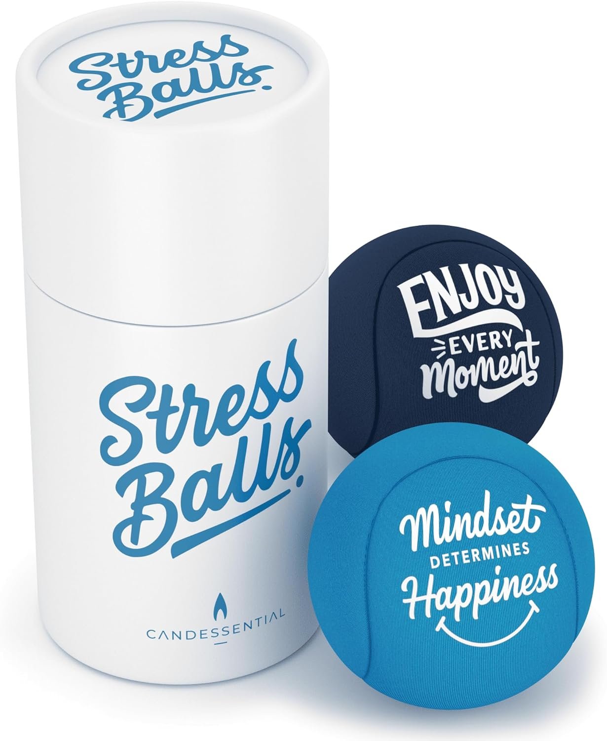 Candescent Stress Balls – Hand Therapy Relief for Anxiety, Fidget, Tension, Exercise Strengthener – Motivational Toys for Adults & Kids – Set of 2 (Crystal Blue, Ocean Blue)