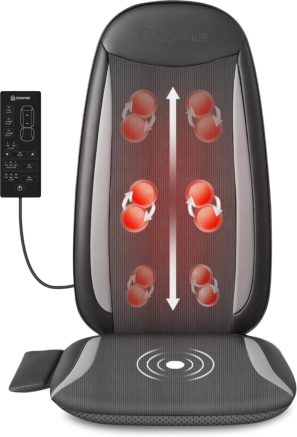 COMFIER Shiatsu Back Massager with Heat,Massage Chair Pad for Back Relief deep,Heated seat Cushion,Chair Massager for Neck,Hip with Kneading & Vibration,Home Office, Father Day Gifts for Men
