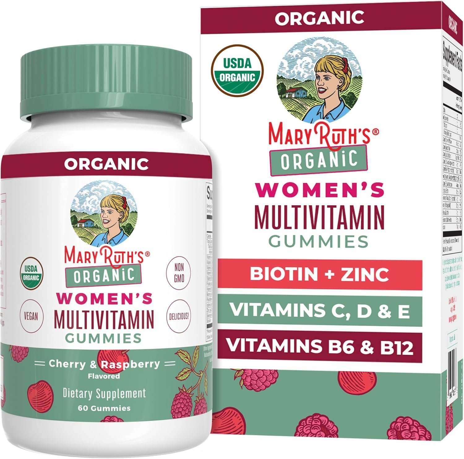 MARYRUTH’S Organic Multivitamin Gummies for Women, Hair & Skin Health, 60ct | Immune Support, Hair & Skin Health, Reproductive Health, Vitamin A C D E B6 B12 Biotin Zinc Iodine