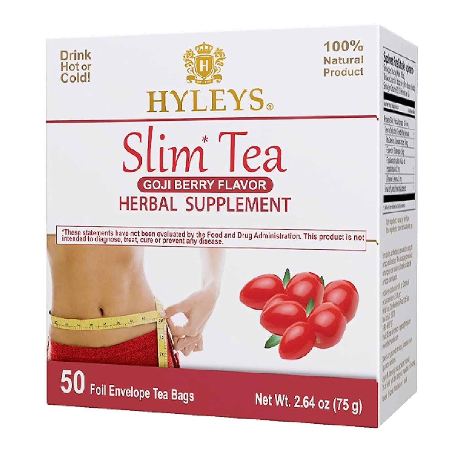 Hyleys Slim Tea, Goji Berry, Detox Tea for Weight Loss, 50 Tea Bags