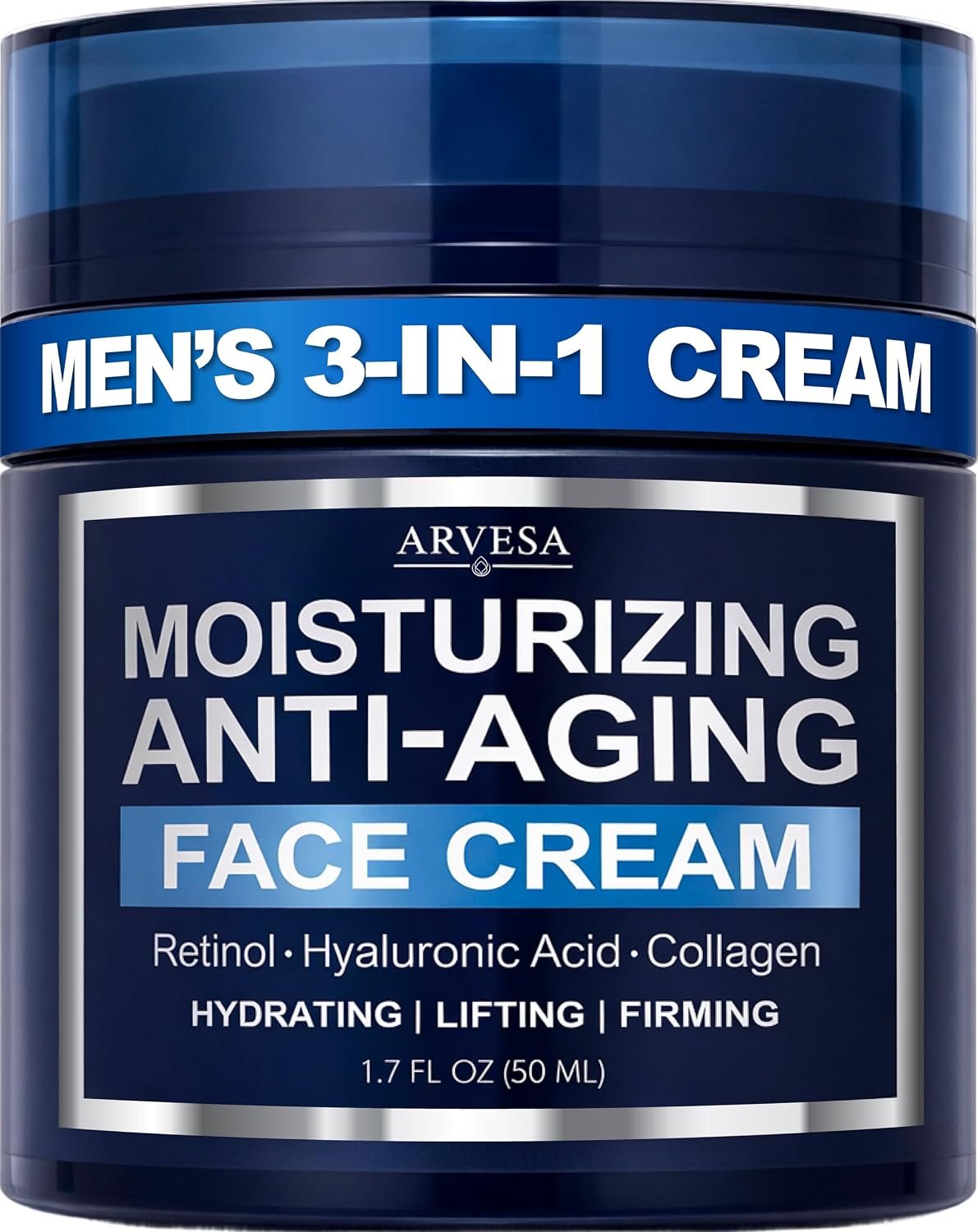 Mens Face Moisturizer Cream – Anti Aging Cream with Retinol, Collagen & Hyaluronic Acid Lightweight After Shave Lotion for Men – Hydrating, Firming & Wrinkle Repair – Day & Night Facial Men Skin Care