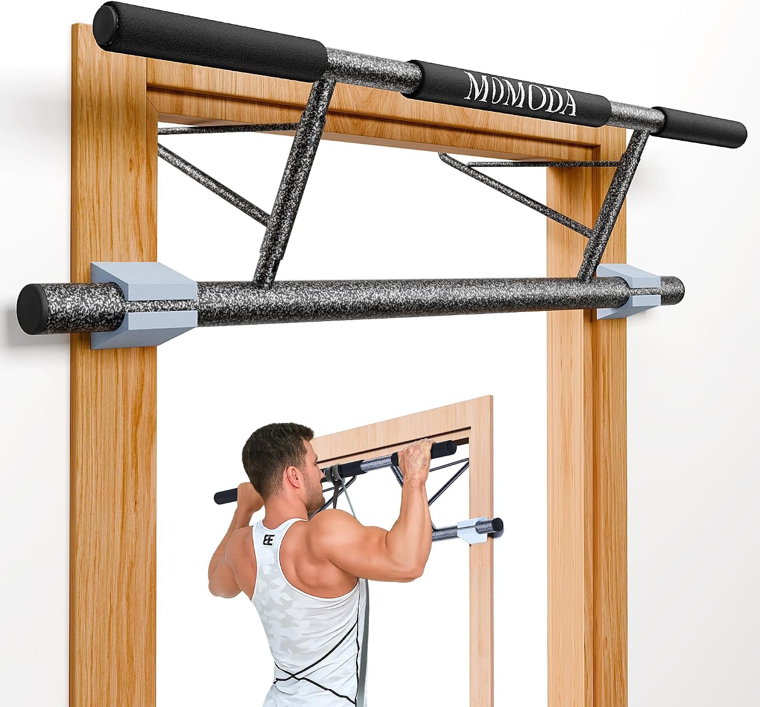 MOMODA Doorway Pull Up Bar, Home Gym Fitness Chin-Up Bar for Door Frame