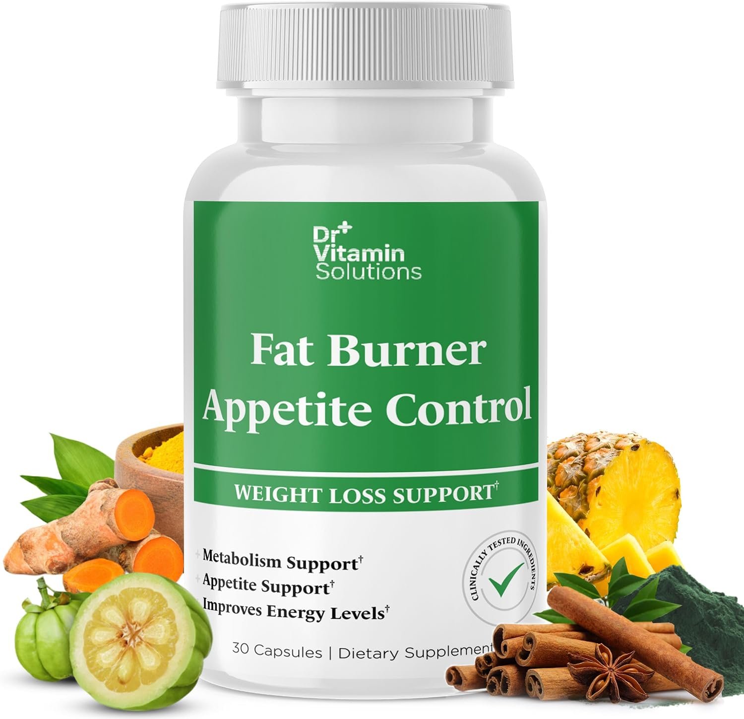 Fat Burner and Appetite Suppressant for Weight Loss for Women and Men | Thermogenic Metabolism Booster, Garcinia Cambogia, L-Carnitine, CLA, Chromium, Non-GMO, 30 Capsules 1 Month Supply