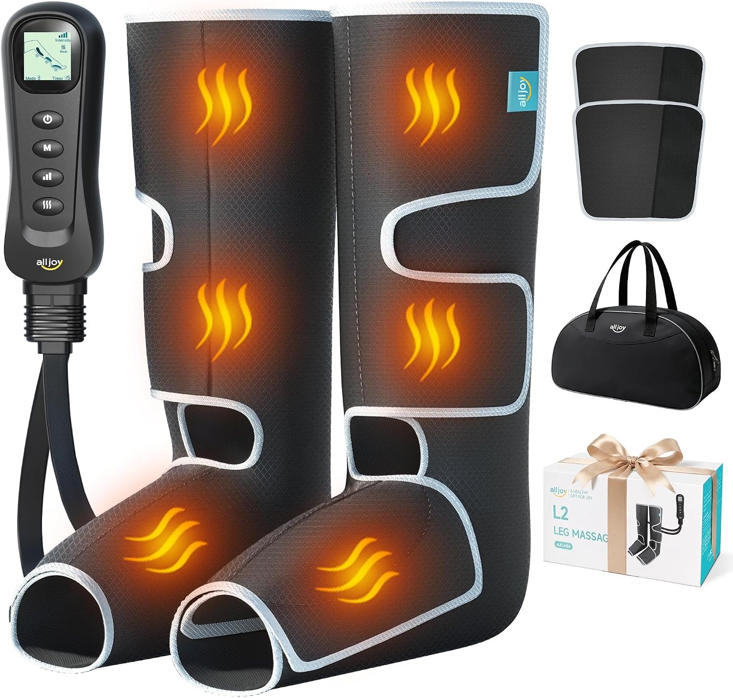 ALLJOY Leg Massager for Circulation and Pain Relief FSA, Father-s Day Gift-s for Dad Men Women, Leg Massager with Heat and Compression Helpful for Vericose Veins, Fatigue, Cramps, Swelling, Edema
