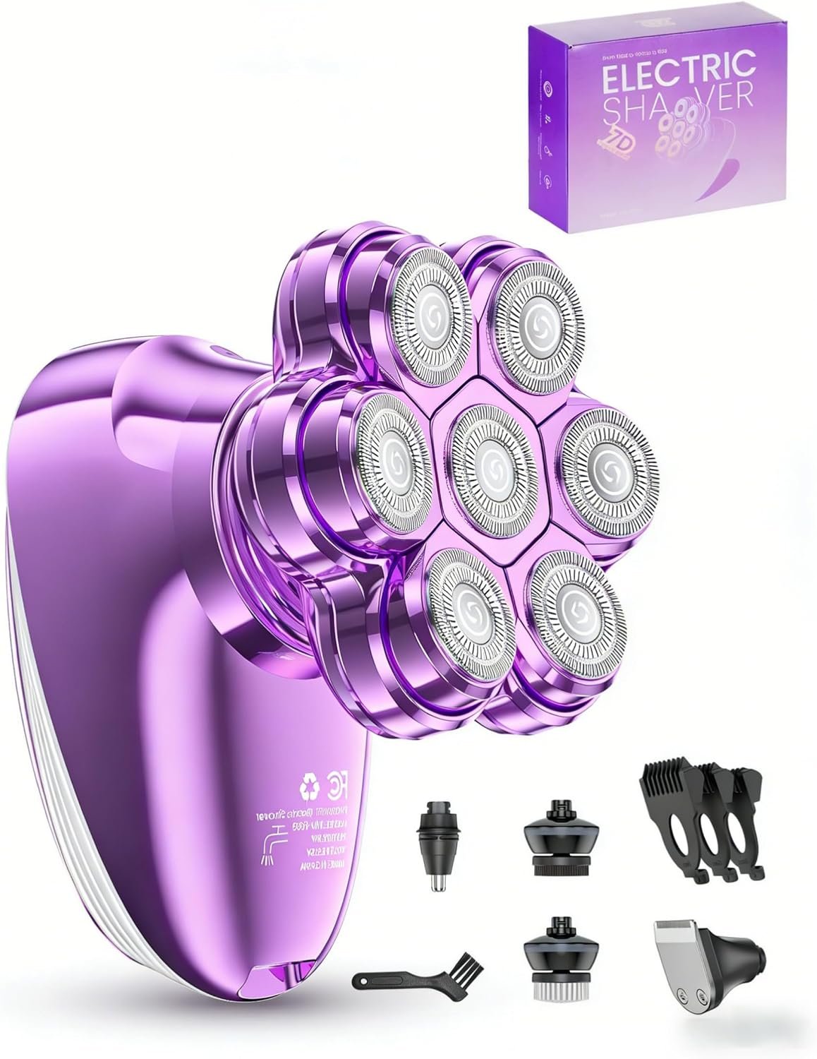 Electric Razors for Women, 5-in-1 Electric Full Body Shavers, 7D Magnetic Heads Waterproof Wet Dry Hair Remover with LED Display, Rechargeable Bikini Trimmer for Underarms, Face, Legs, Arms