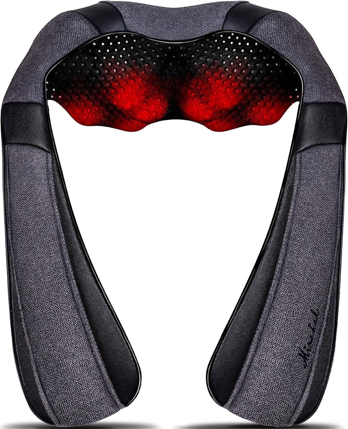 Mirakel Gifts for Women Men, Neck Massager for Pain Relief Deep Tissue, Electric Shiatsu Shoulder & Back Massager with Heat, Christmas Mom Dad Gifts for Wife Husband Her Him Fathers Day (NOT Cordless)
