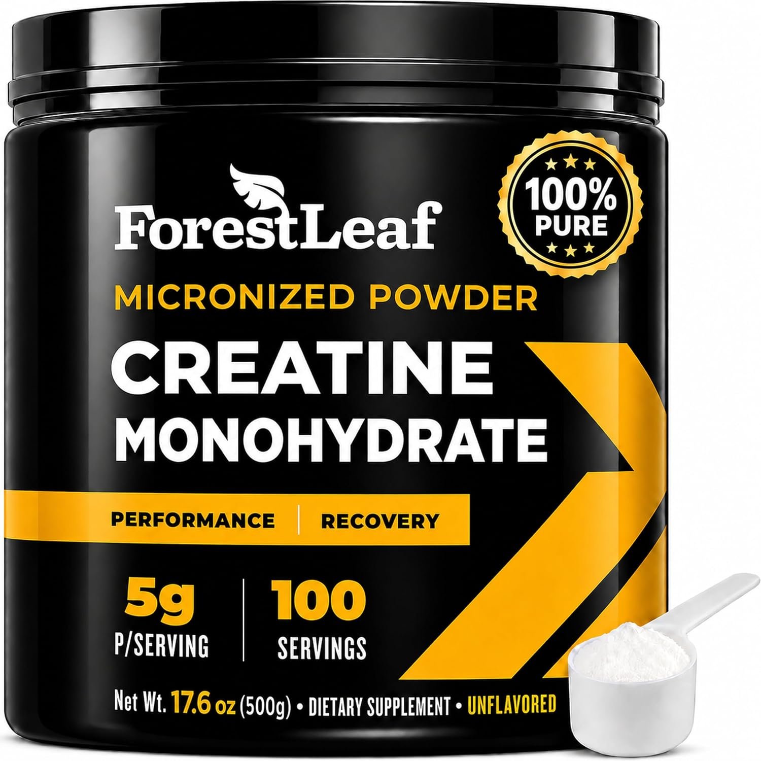 ForestLeaf Micronized Creatine Monohydrate Powder – Maximize Muscle Growth & Strength – Unflavored Creatine for Women and Men – 5G Per Serving – 100 Servings