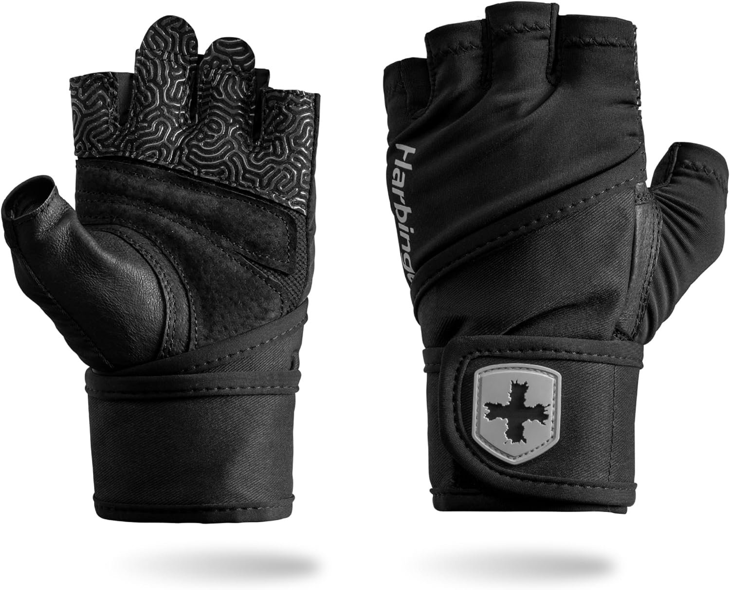 Harbinger Pro Wristwrap Gloves 3.0 – Enhanced Grip, Superior Wrist Support, Breathable 4-Way Stretch Lycra, Durable Leather Palm, Half-Finger Design for Weightlifting, Fitness Training, Women’s