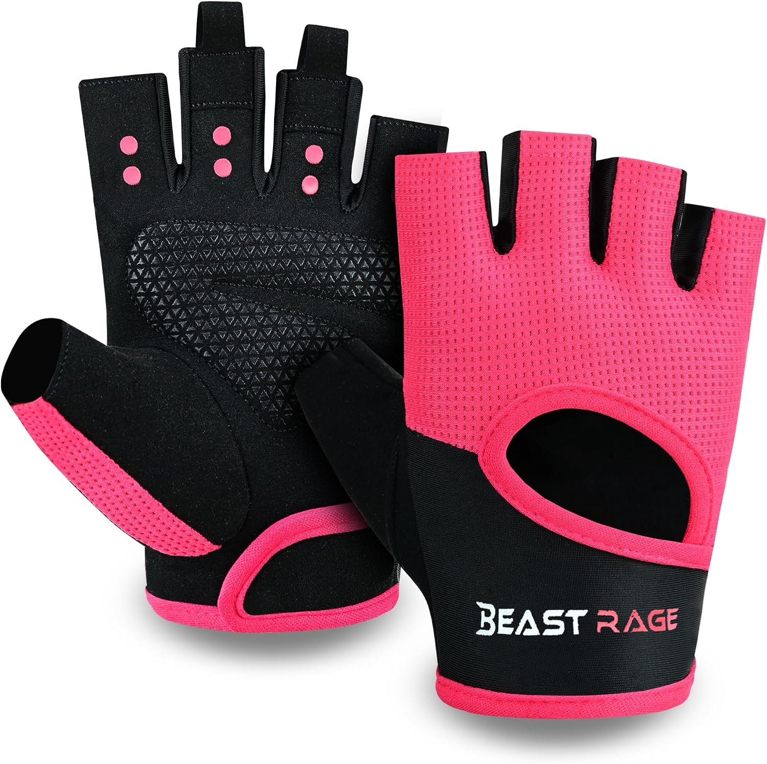 BEAST RAGE Workout Gloves for Men & Women – Fingerless Gym Gloves with Palm Protection, Breathable & Lightweight for Weightlifting, Cycling & Pull Up