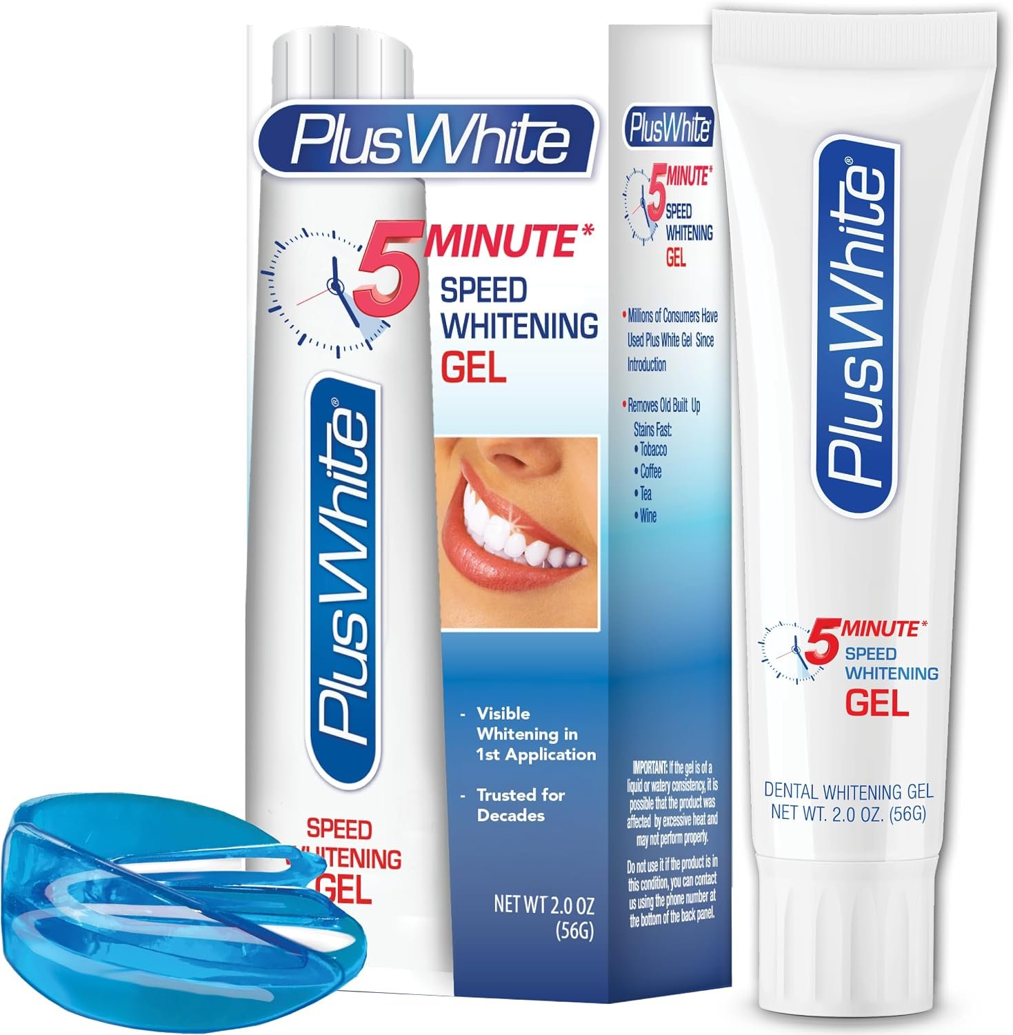 Plus White Whitening Kit – 5 Minute Speed Whitening Gel & Comfort Fit Mouth Tray – Professional Teeth Whitening Kit w/Dentist Approved Ingredient for Tooth Whitening (2 oz)