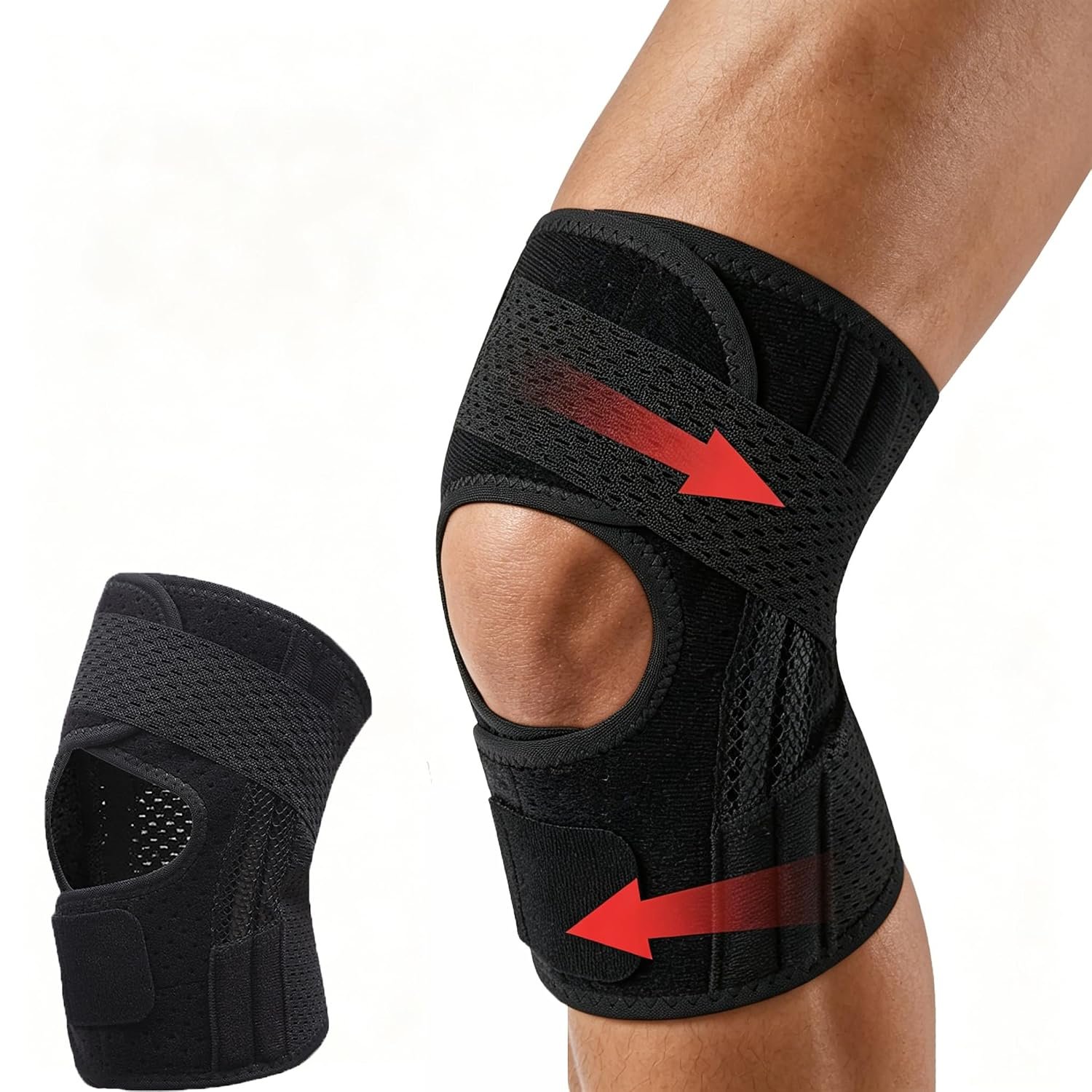 Knee Brace for Women & Men, Knee Brace for Meniscus Tear, Knee Support with Side Stabilizers for Knee Pain,Arthritis, Compression Knee Support Side Stabilizers, Injury Recovery, Running(Large)