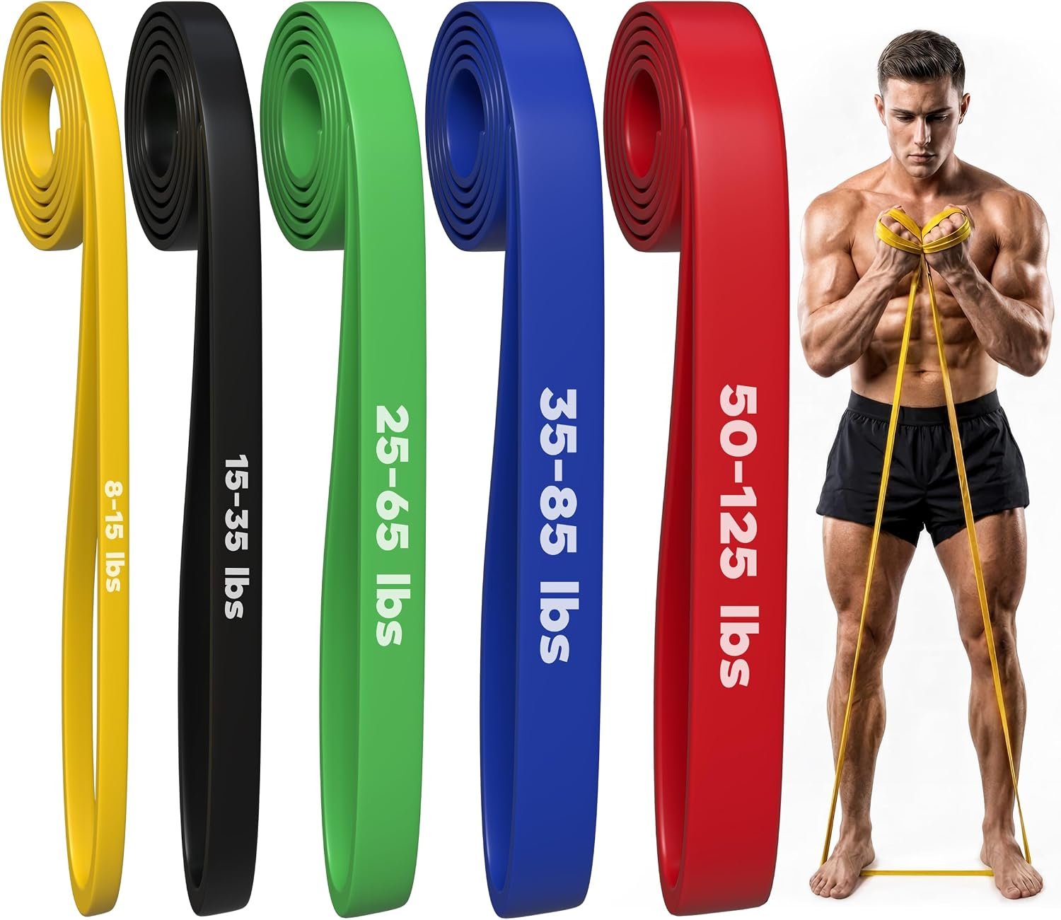 Utopia Fitness Pull Up Bands, Pull Up Resistance Bands Set of 5, Heavy Duty Pull Up Assistance Bands 8-125 lbs, Resistance Bands for Working Out, Strength Training, Physical Therapy for Men & Women
