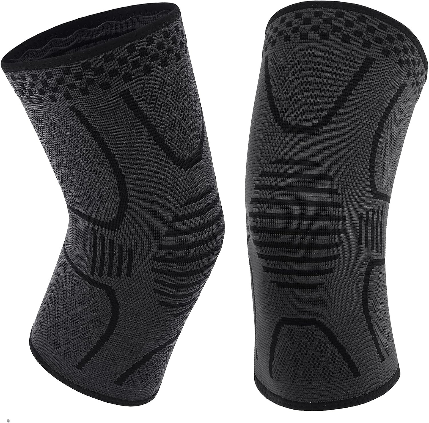 Double Couple 2 Pack Copper Knee Brace Knee Compression Sleeve Support for Men Women Knee Pain Working Out Running Sport Arthritis