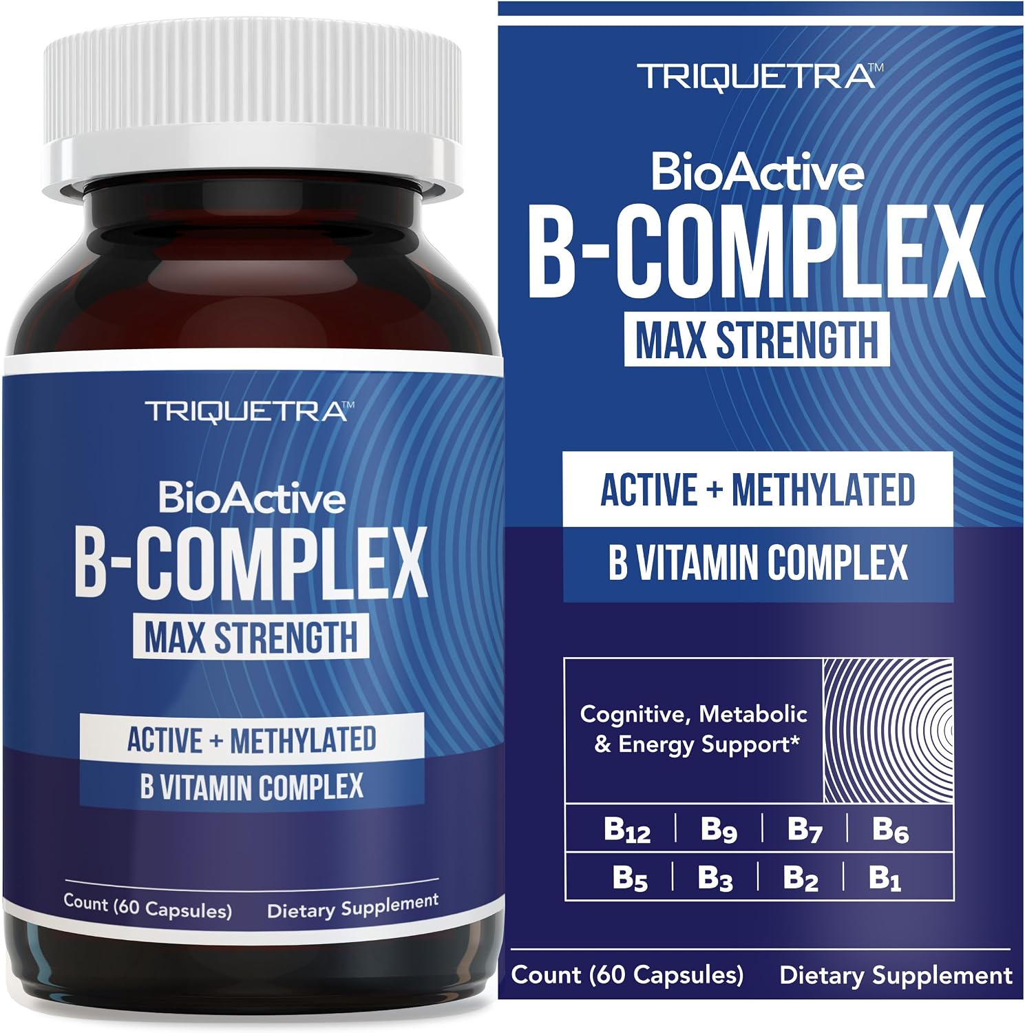 BioActive Vitamin B Complex – Blood Stream Ready, Methylated B Complex – Featuring Methylfolate, 3 BioActive Forms of B12, BenfoPure® B1 & Pantesin® B5 – 12 B Vitamins in Clinical Doses – 60 Servings