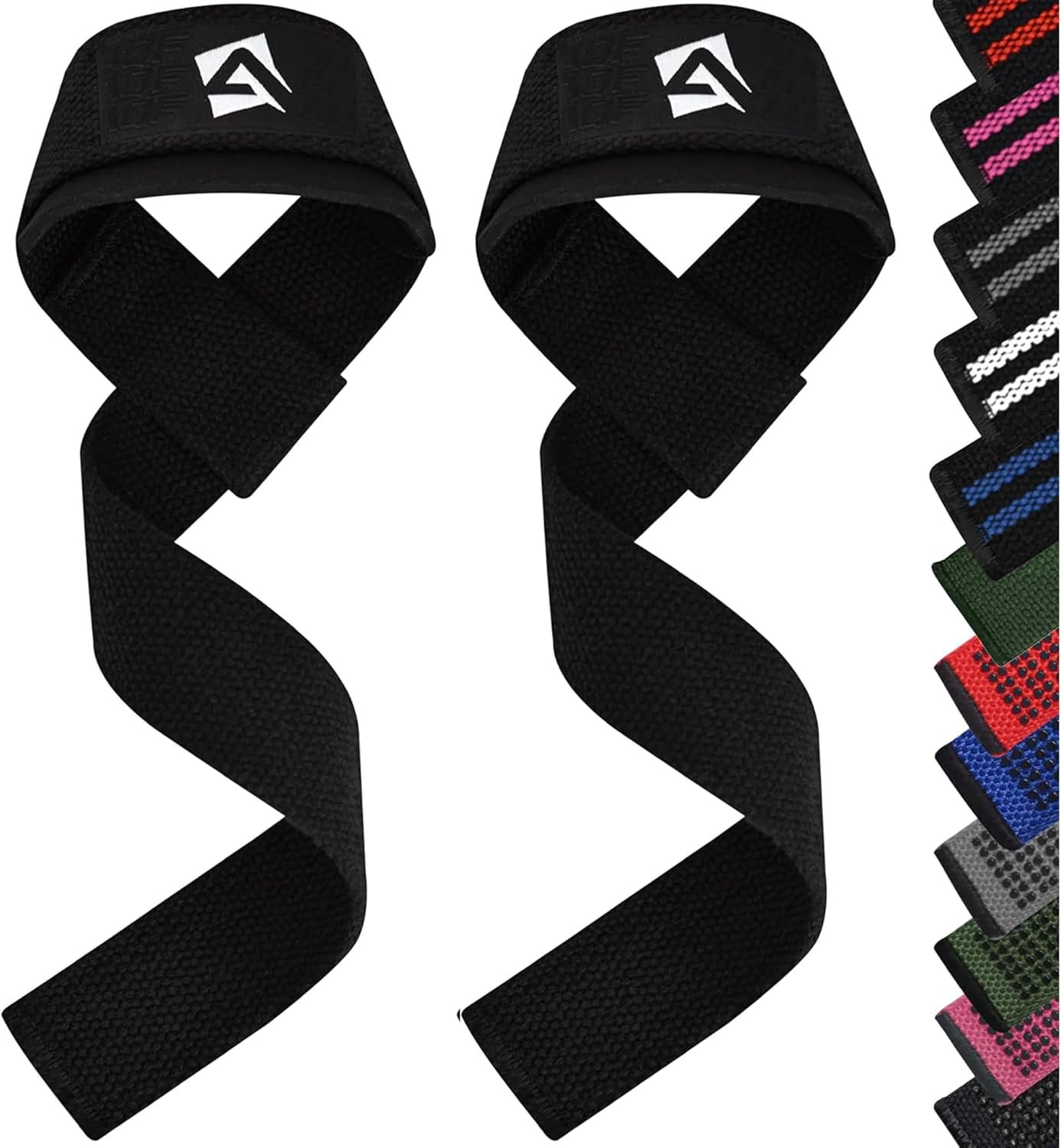 AQF Weight Lifting Straps, Padded Cotton Gym Wrist Straps for Deadlifts | 23″ Extra-Long, Heavy-Duty Webbing, 5mm Neoprene Cushioning, Open-Loop Design, Sold as Pair, Ideal for Rows & Pull Workout