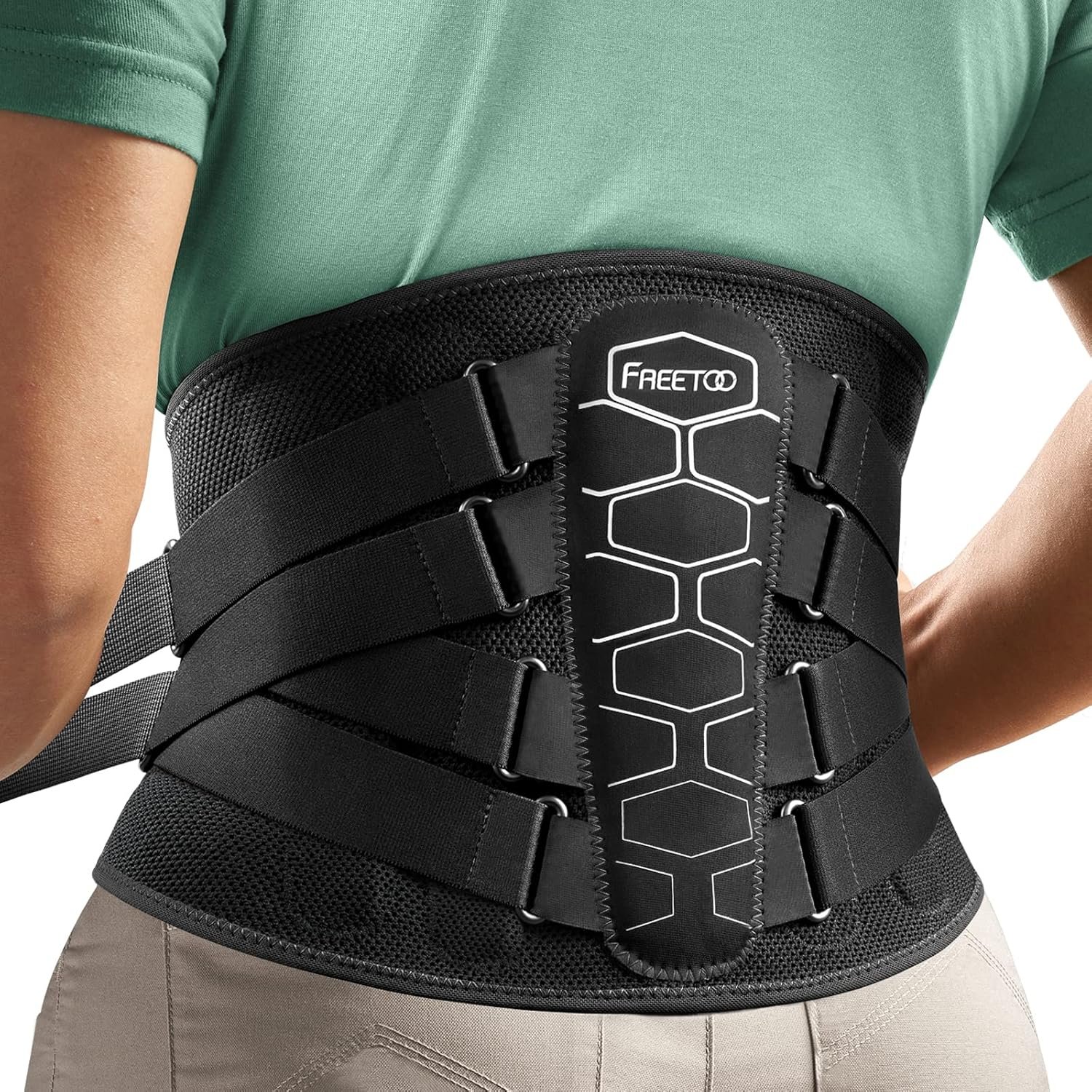 FREETOO Back Brace for Lower Back Pain Relief with Pulley System,Lumbar Support Belt for Men & Women with Lumbar Pad, Ergonomic Design and Soft Breathable 3D Knit Material,for Herniated Disc,Sciatica | 3D Knitted Fabric,Metal Plate,Lumbar Pad, Herniated Disc,Sciatica,Strain,Scoliosis, Work,Heavy Lifting,Driving,Cycling,Gym