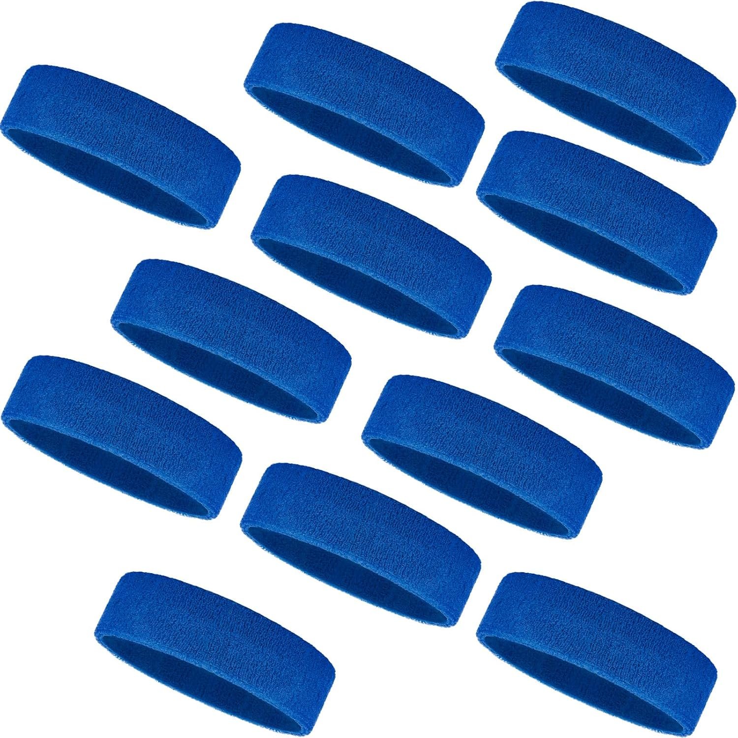 Bememo 12 Pcs Sweatbands Sport Headbands for Men & Women Basketball Headband Sport Competitions Sweat Headbands Running Terry Cloth Moisture Wicking for Yoga,Tennis,Gym,Exercise