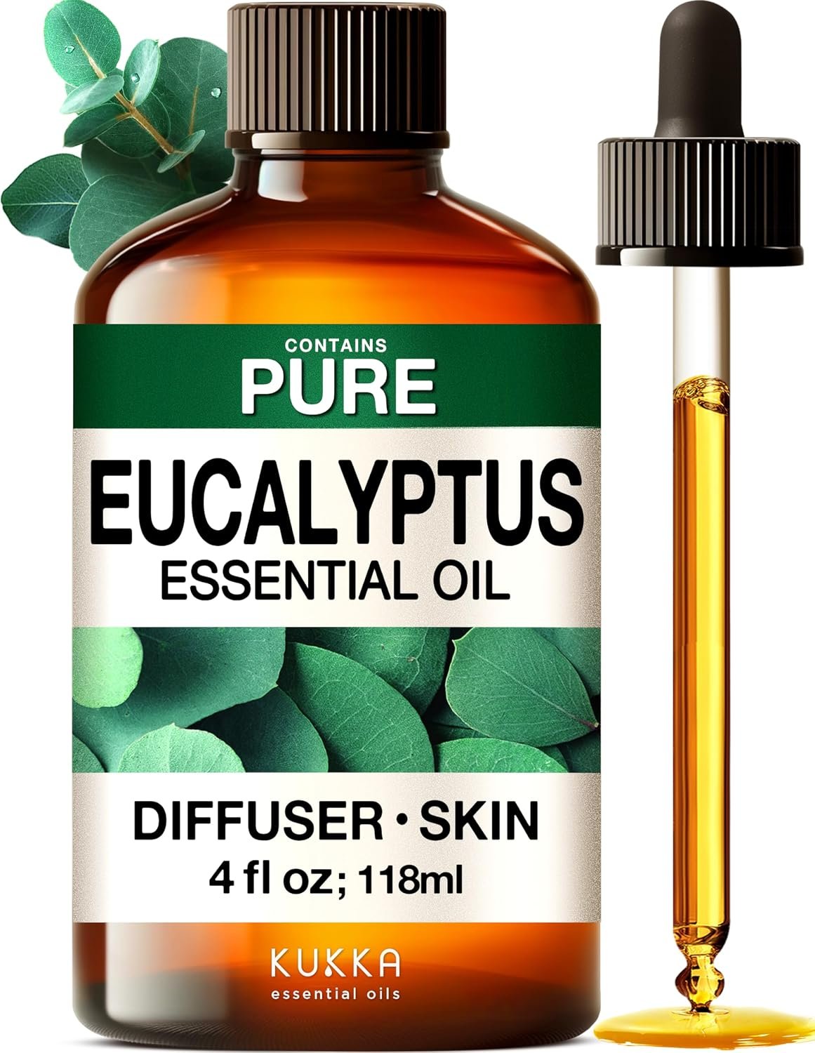 100% Pure Eucalyptus Oil – 4 Fl Oz Eucalyptus Essential Oil for Hair, Skin, Diffuser, Aromatherapy & DIY Soap Making Scent